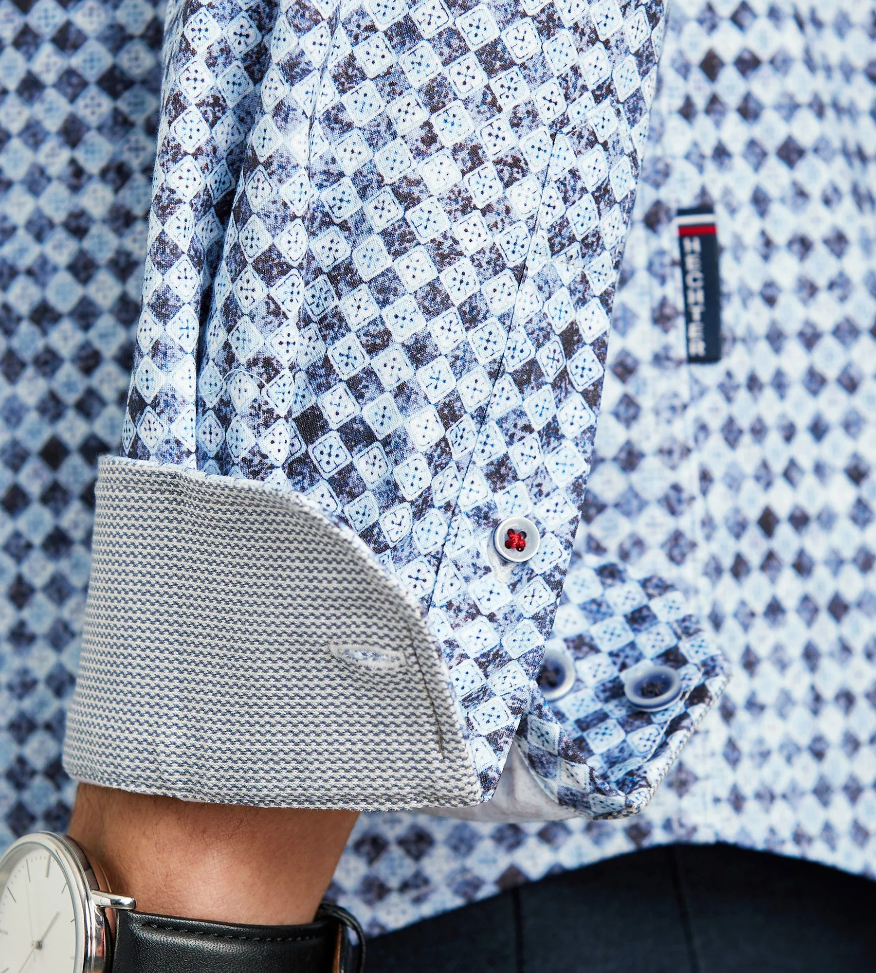 Long Sleeve Water Colour Pattern 360 Stretch Casual Shirt sold by Tip Top product image thumbnail 3