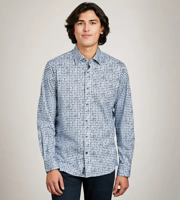 Long Sleeve Water Colour Pattern 360 Stretch Casual Shirt sold by Tip Top