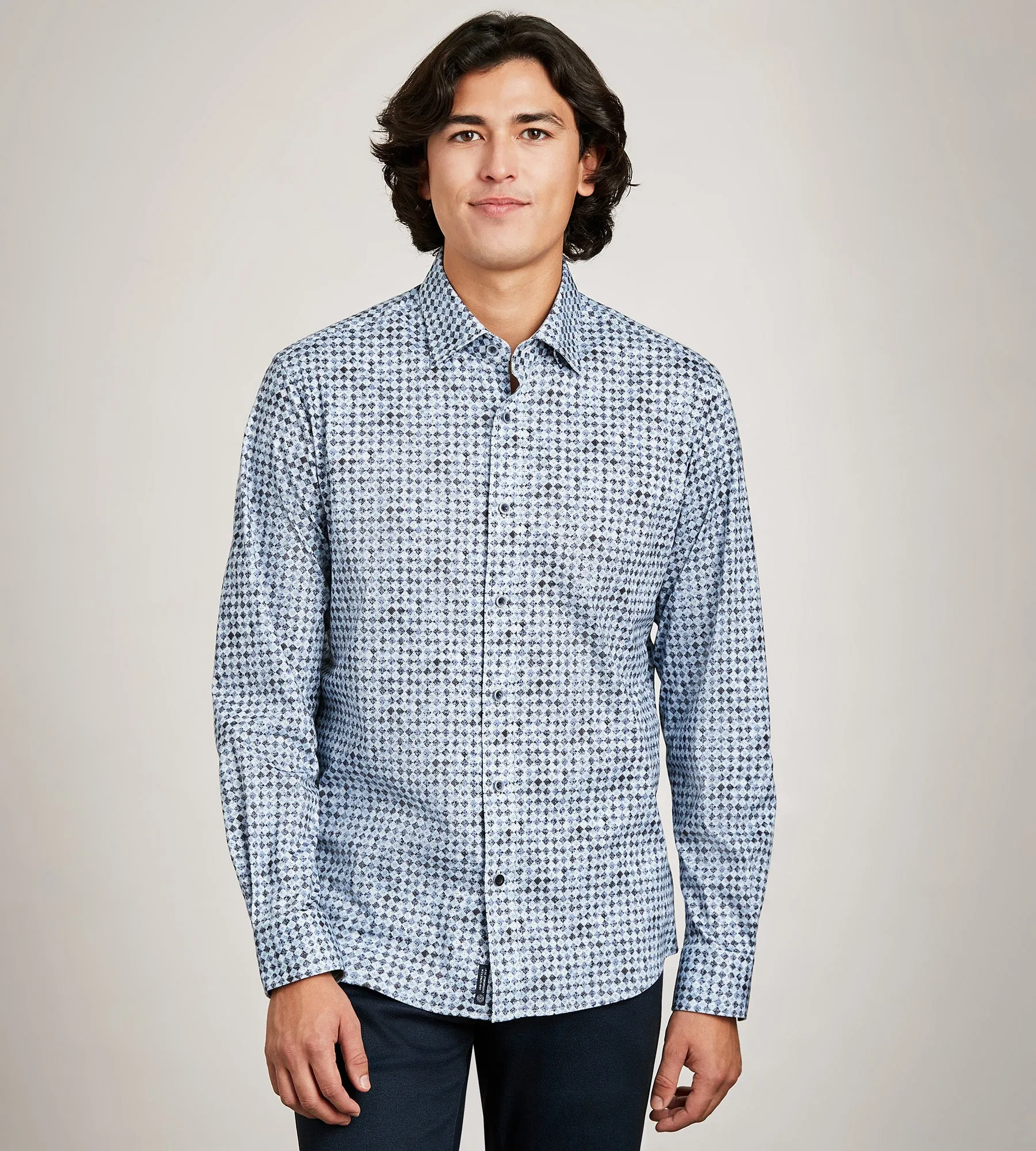 Long Sleeve Water Colour Pattern 360 Stretch Casual Shirt sold by Tip Top