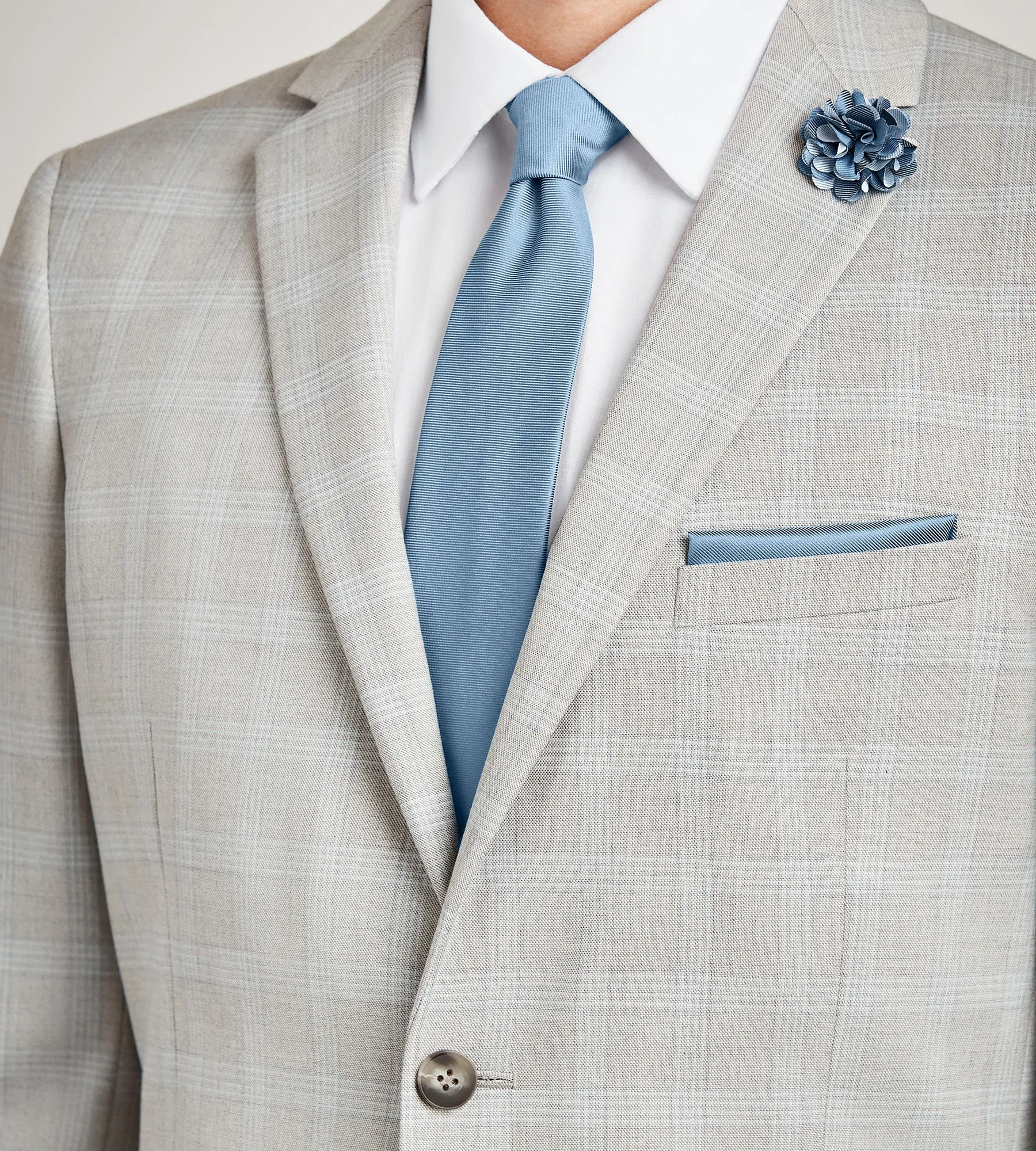Slim Fit Light Grey Plaid Suit sold by Tip Top product image thumbnail 2