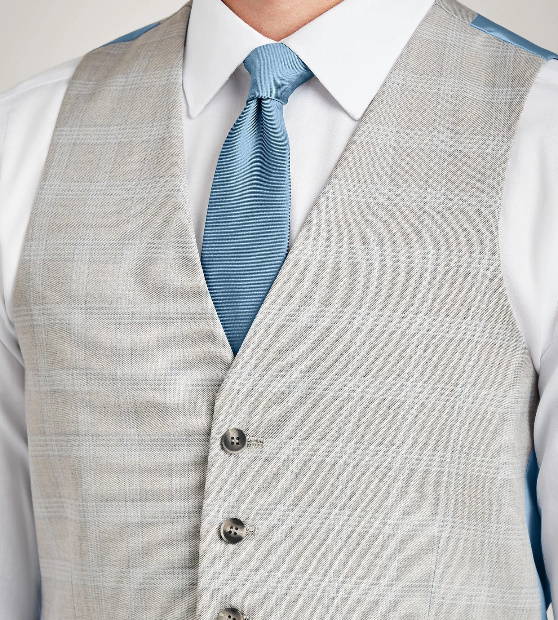 Light Grey Plaid Suit Vest sold by Tip Top product image thumbnail 3