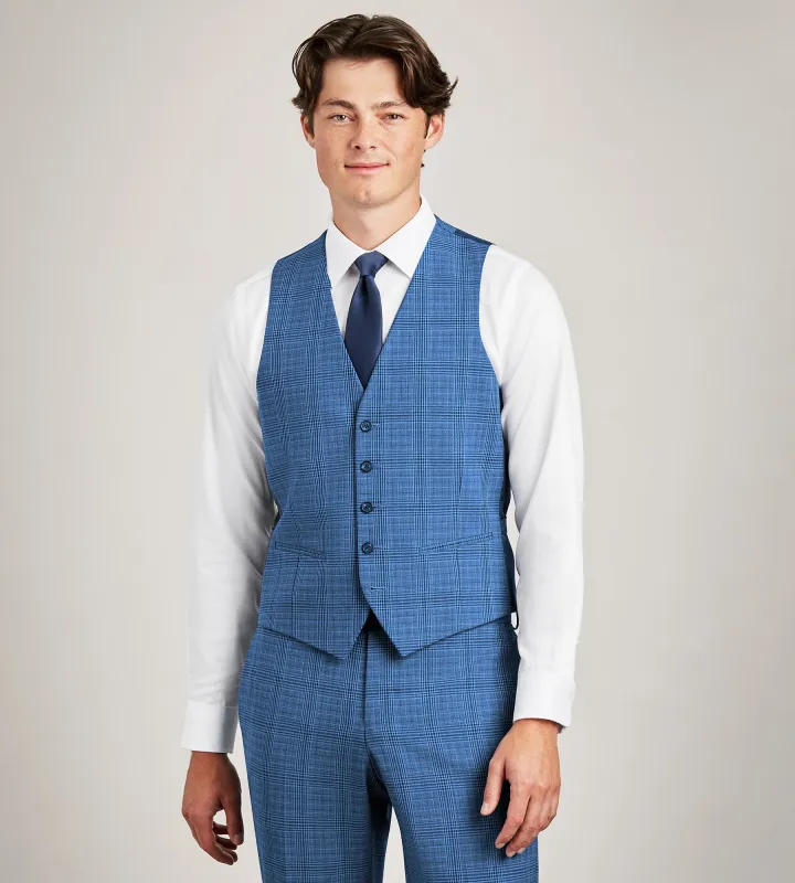 Blue Plaid Suit Vest sold by Tip Top