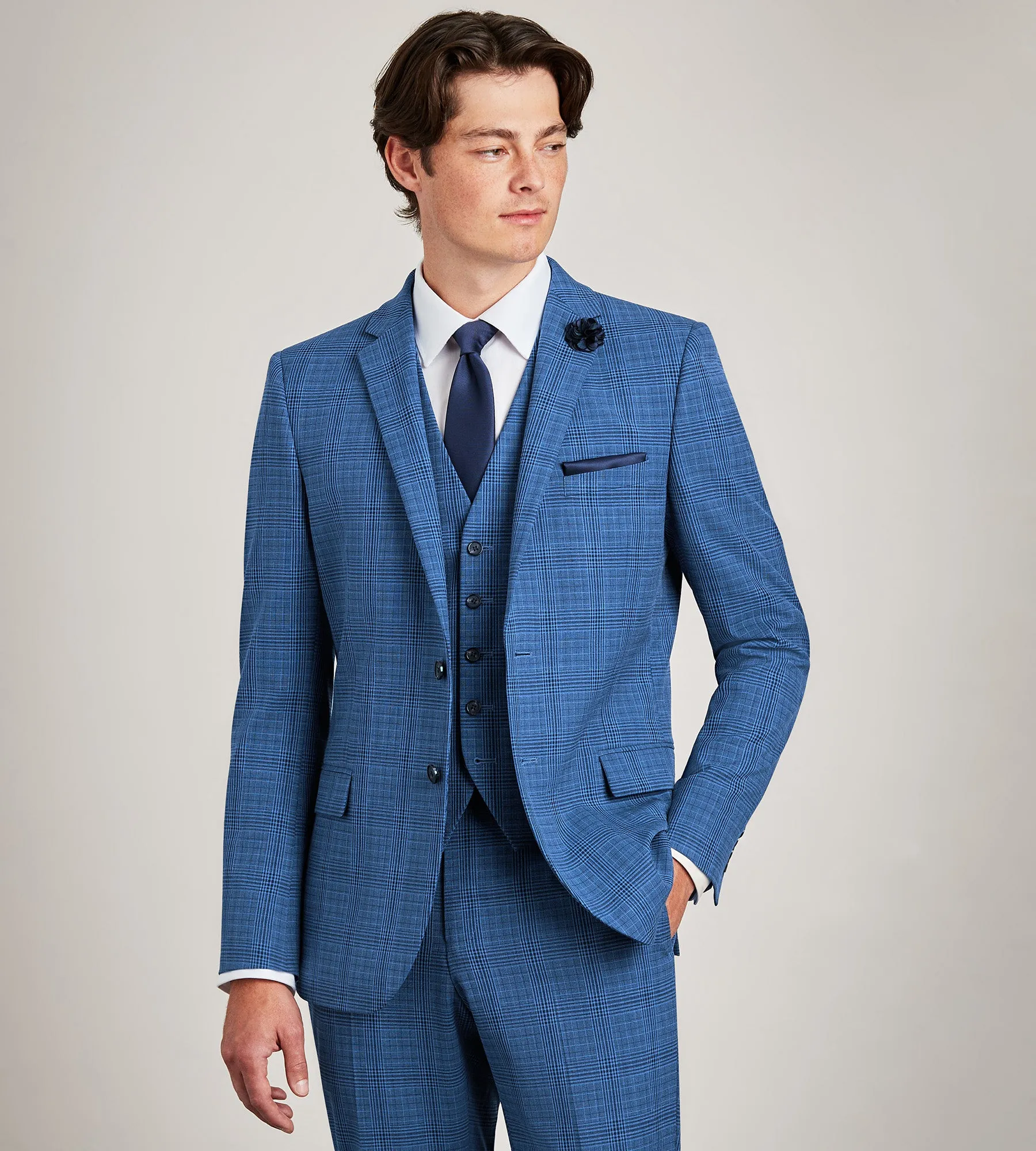 Blue Plaid Suit Vest sold by Tip Top product image thumbnail 4