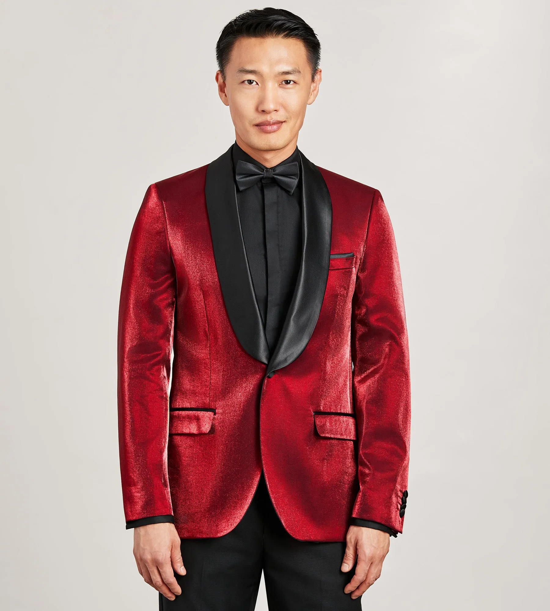 Slim Fit Red Solid Tuxedo sold by Tip Top