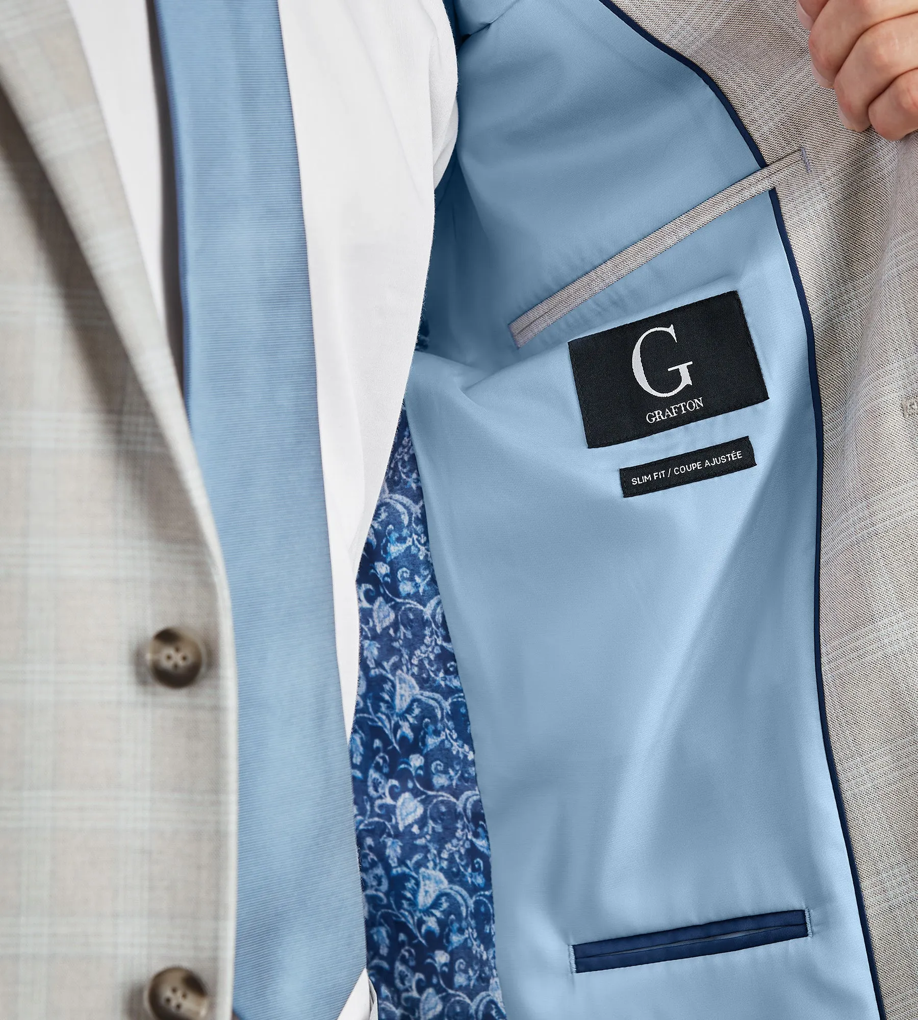 Modern Fit Light Grey Plaid Suit Jacket sold by Tip Top product image thumbnail 3