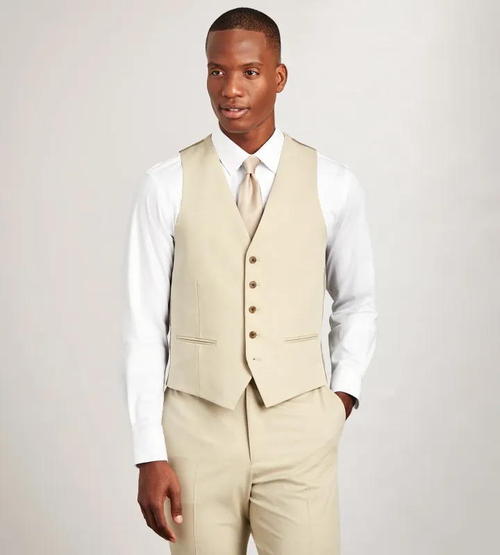 Modern Fit 360° Stretch Tan Suit Separate Vest made by Tip Top