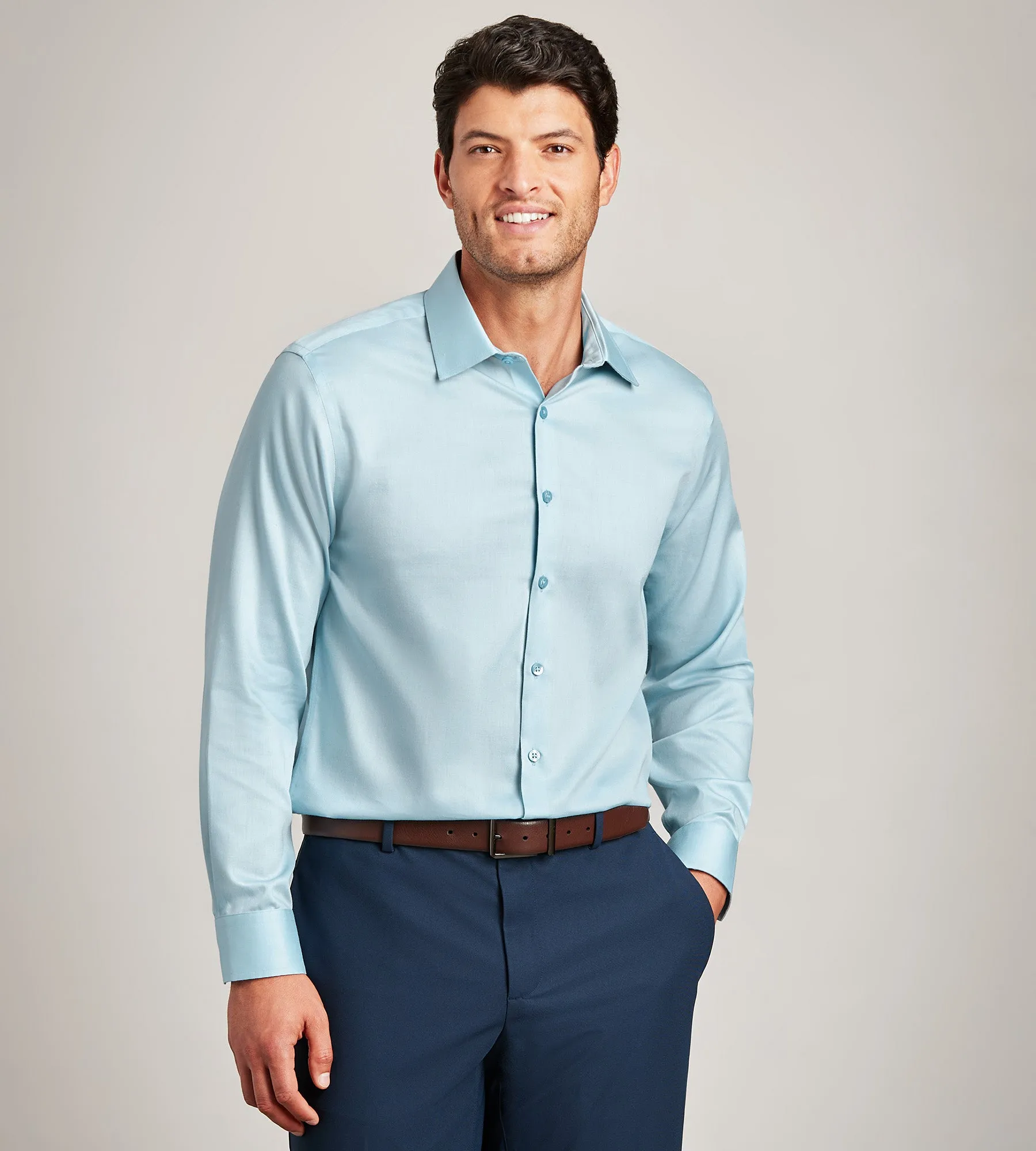 Slim Fit Non- Iron Sateen Dress Shirt sold by Tip Top product image thumbnail 2