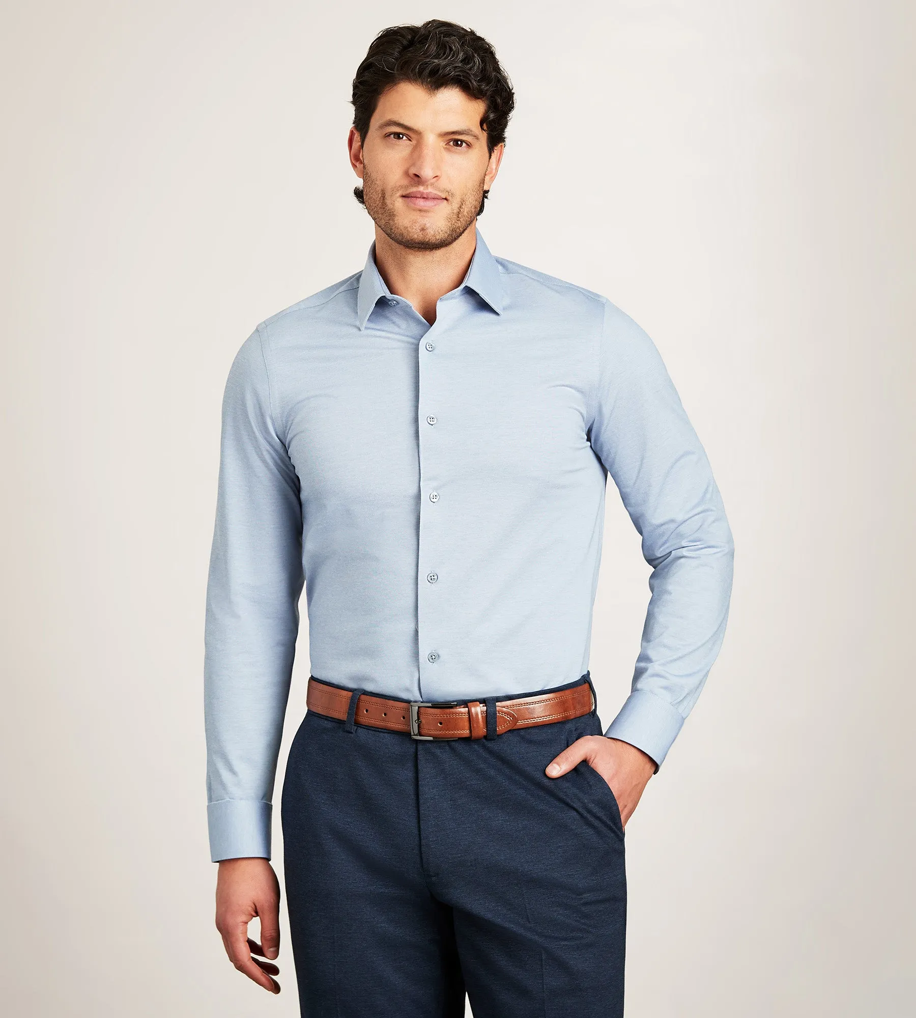 Slim Fit 360° Stretch Knit Non-Iron Soft Touch Yarn Dye Heather sold by Tip Top product image thumbnail 2