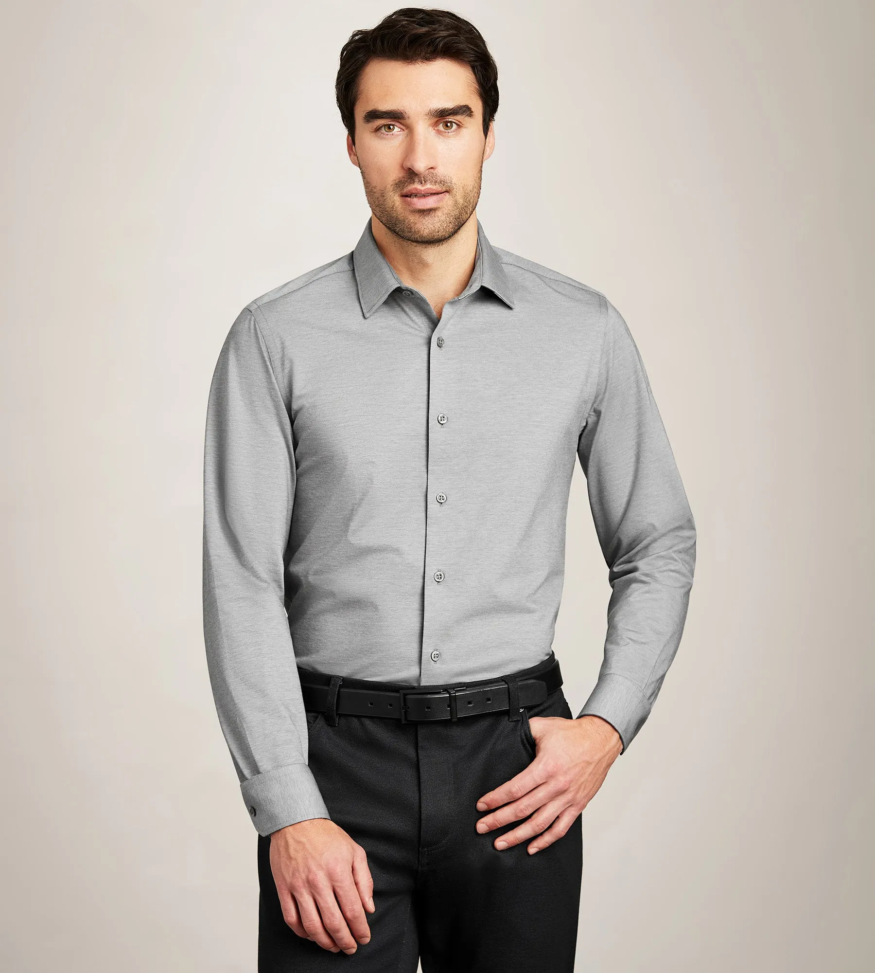 Slim Fit 360° Stretch Knit Non-Iron Soft Touch Yarn Dye Heather sold by Tip Top product image thumbnail 2