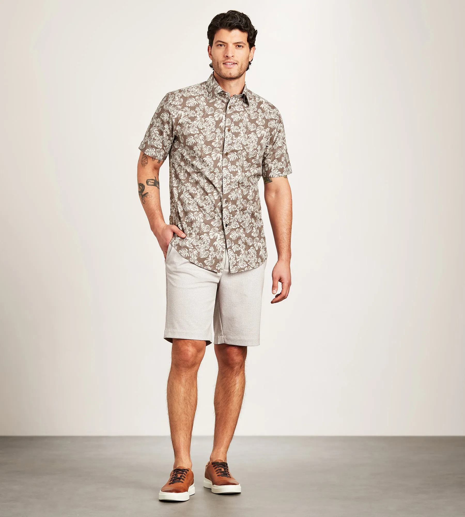 Short Sleeve Textured Linen Like Casual Shirt sold by Tip Top product image thumbnail 3