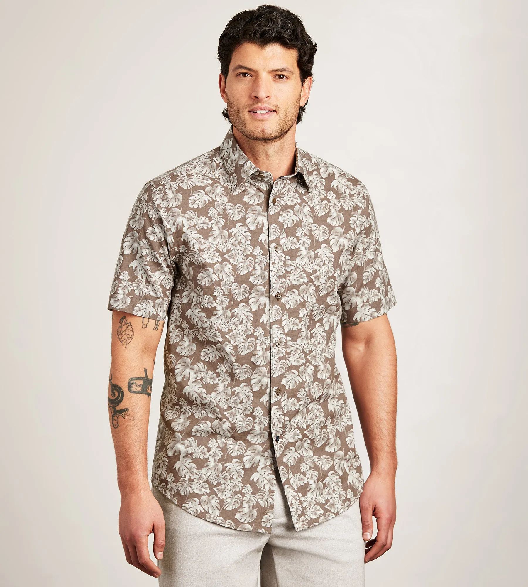 Short Sleeve Textured Linen Like Casual Shirt sold by Tip Top