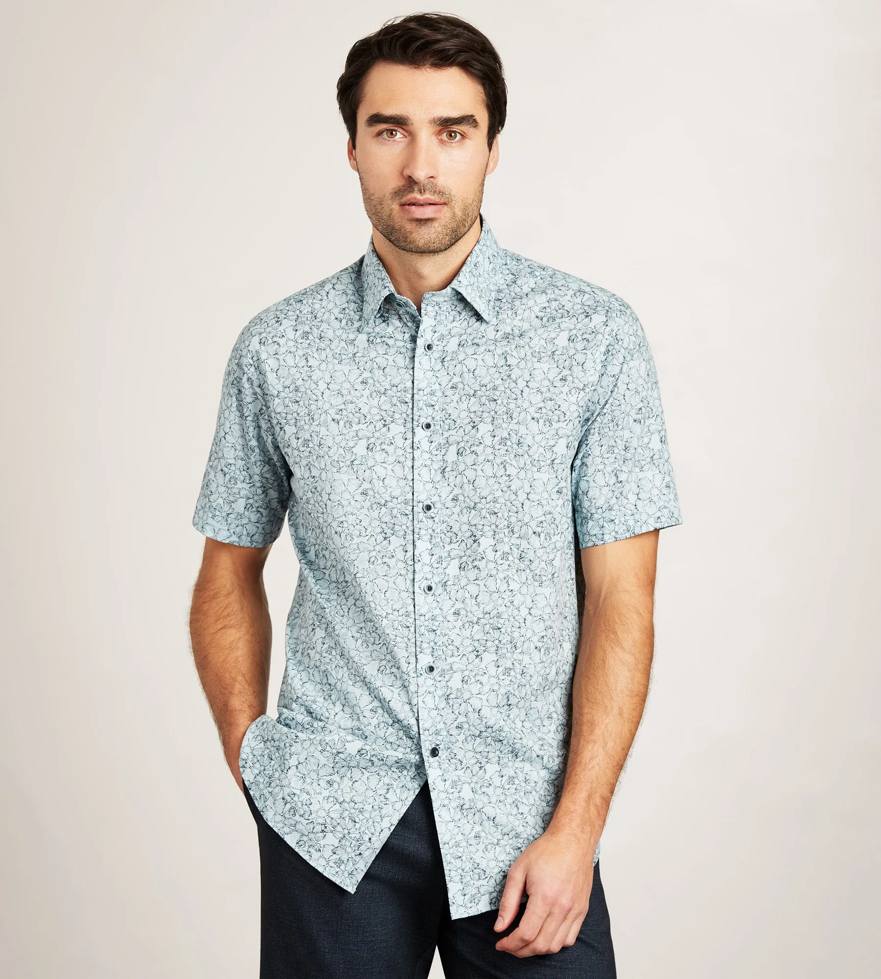 Short Sleeve Textured Linen Like Casual Shirt sold by Tip Top