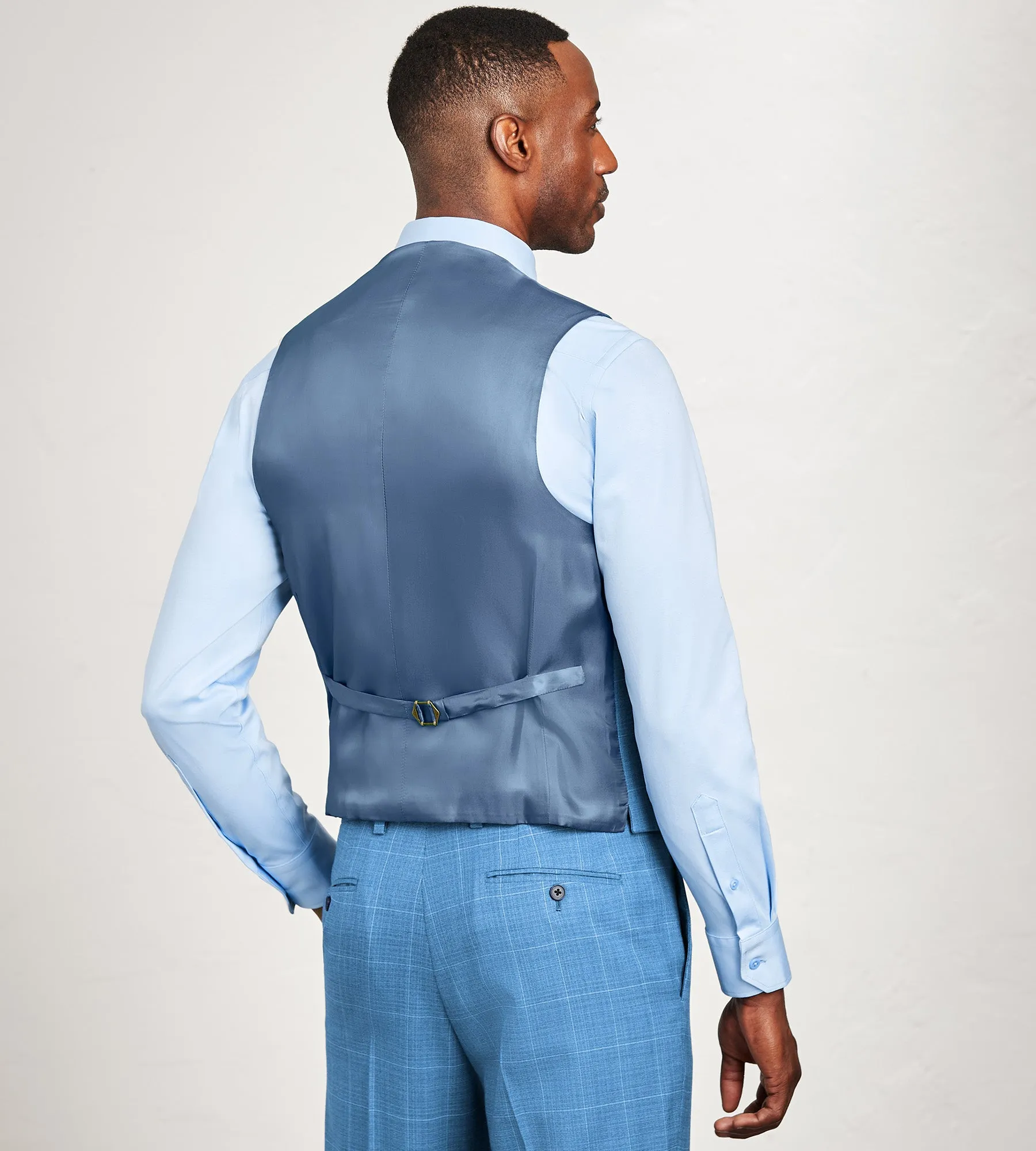 Modern Fit Blue Plaid Suit Vest sold by Tip Top product image thumbnail 3