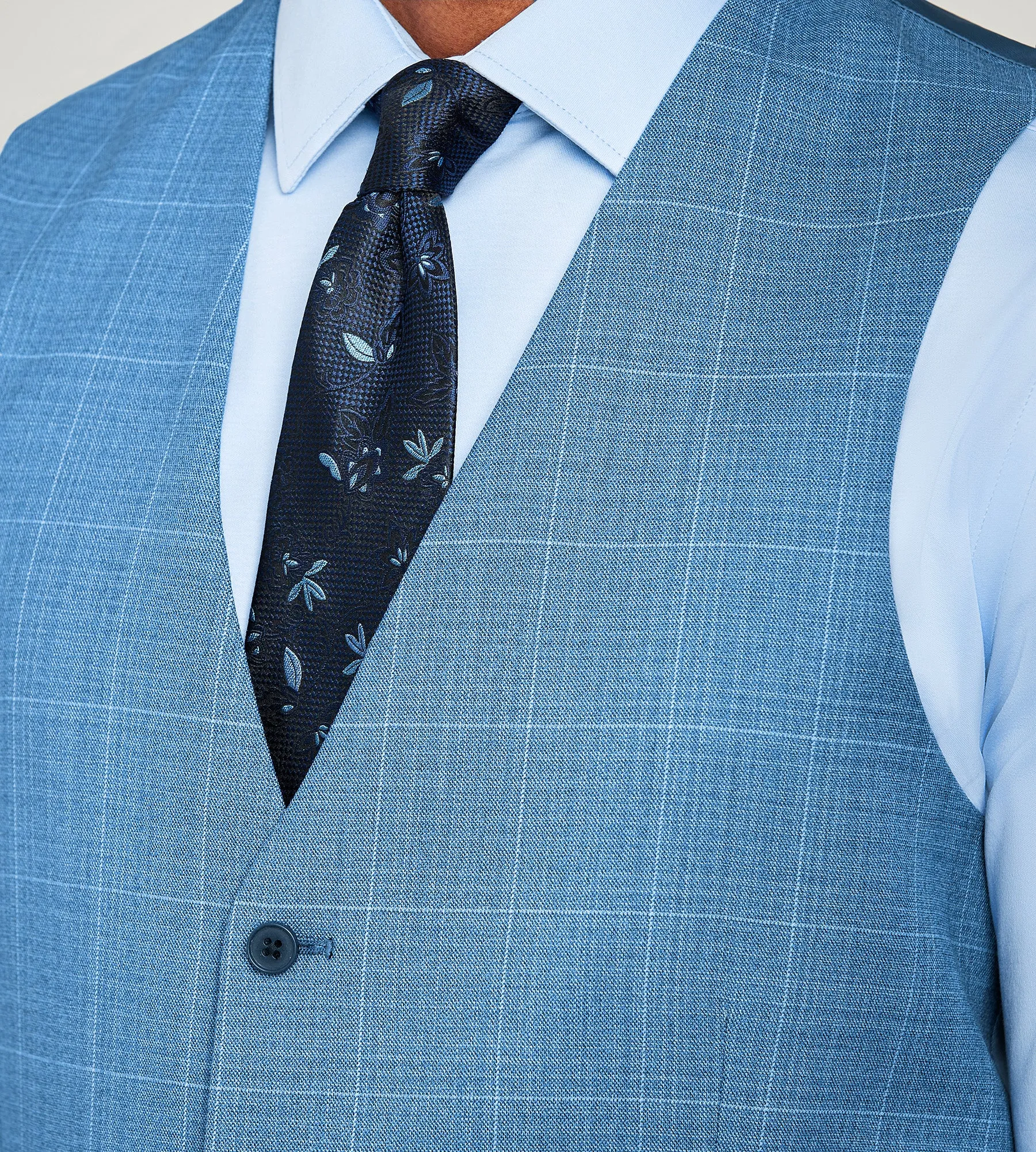 Modern Fit Blue Plaid Suit Vest sold by Tip Top product image thumbnail 2