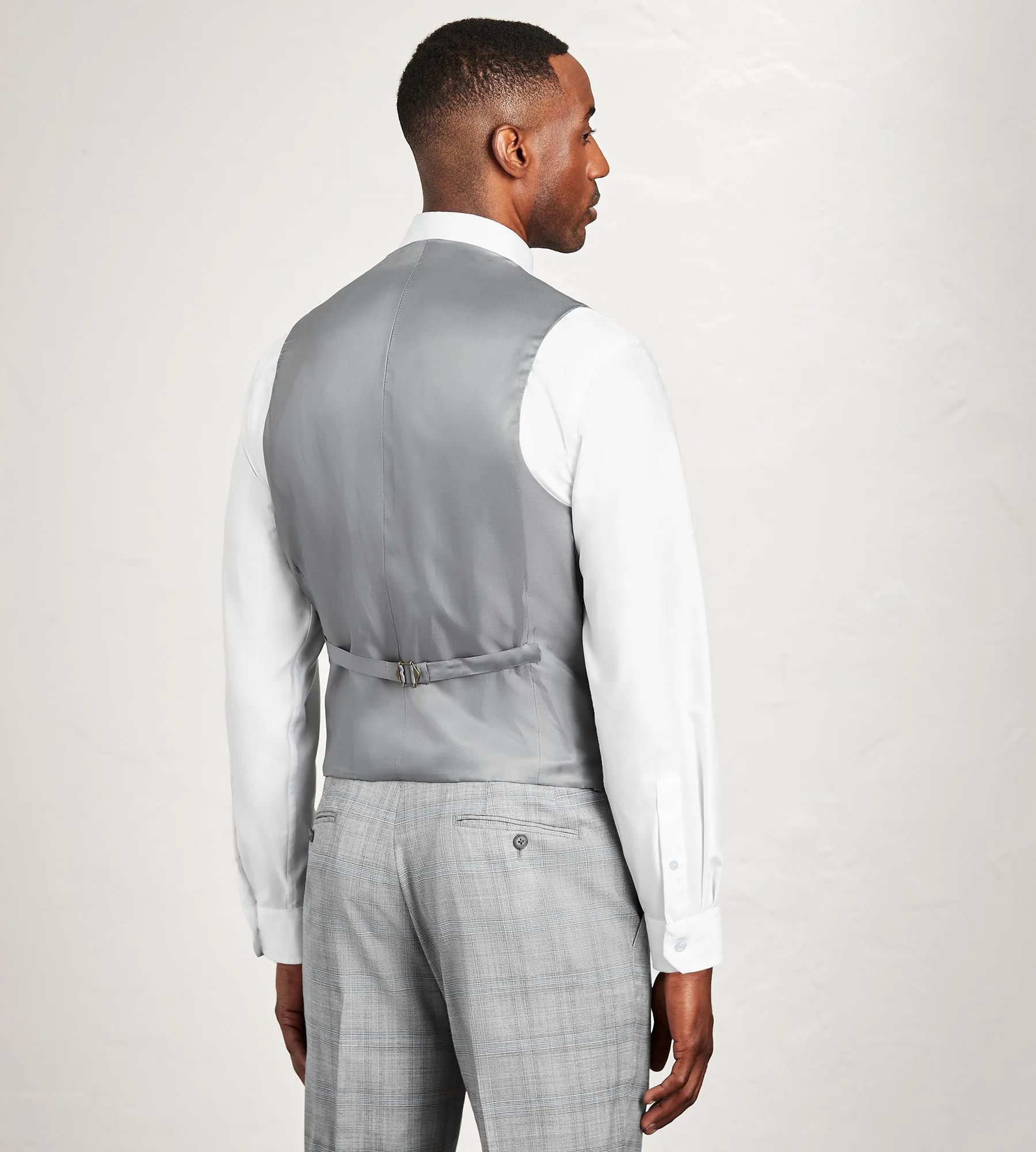 Modern Fit Grey Plaid Suit Vest sold by Tip Top product image thumbnail 3