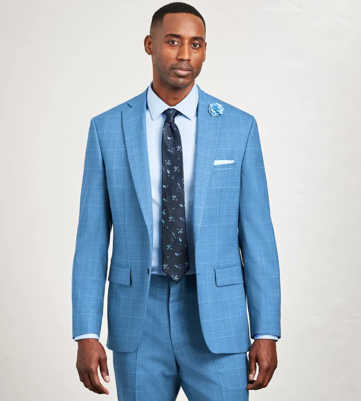 Modern Fit Blue Plaid Suit Jacket sold by Tip Top