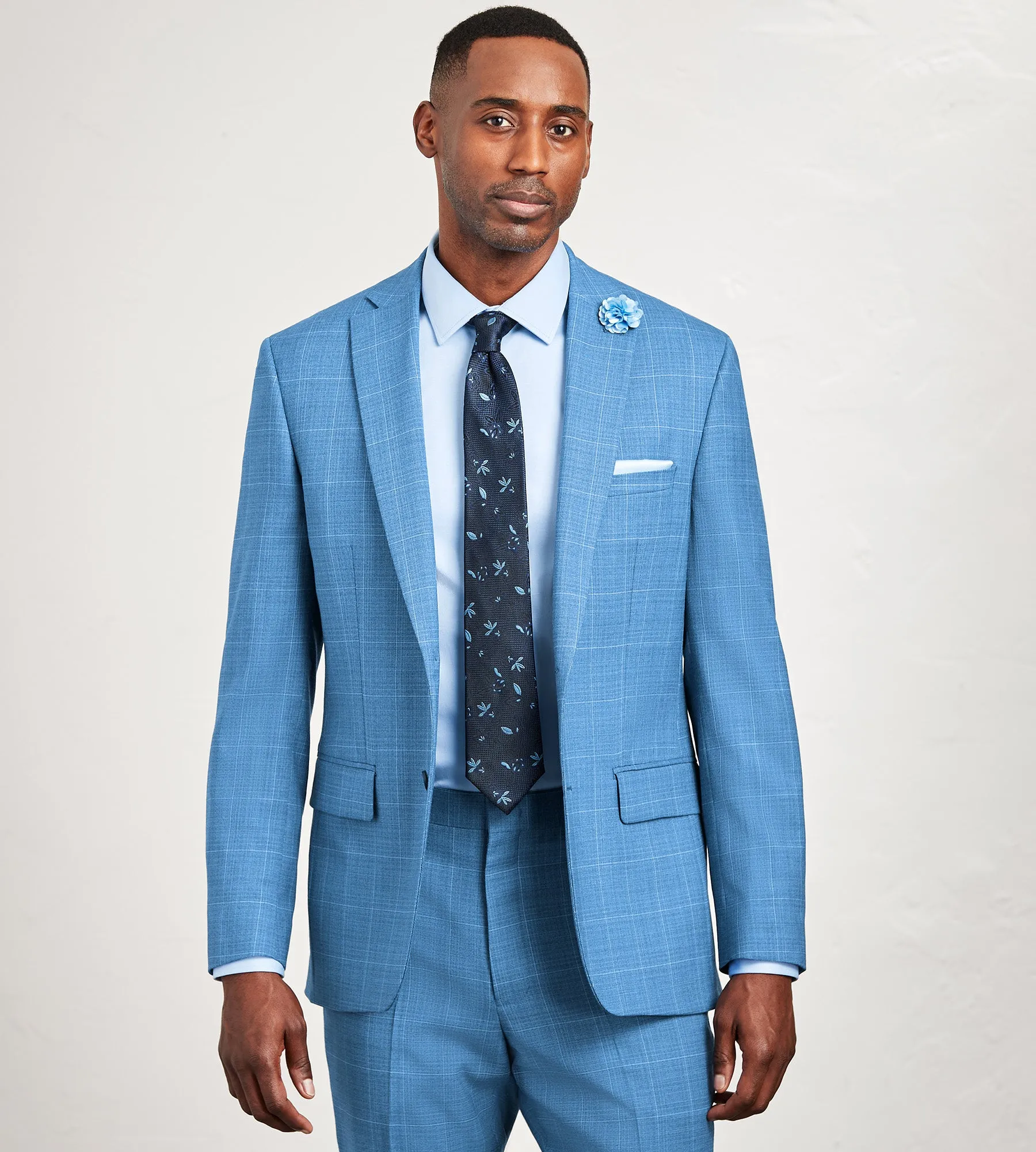 Modern Fit Blue Plaid Suit Jacket sold by Tip Top