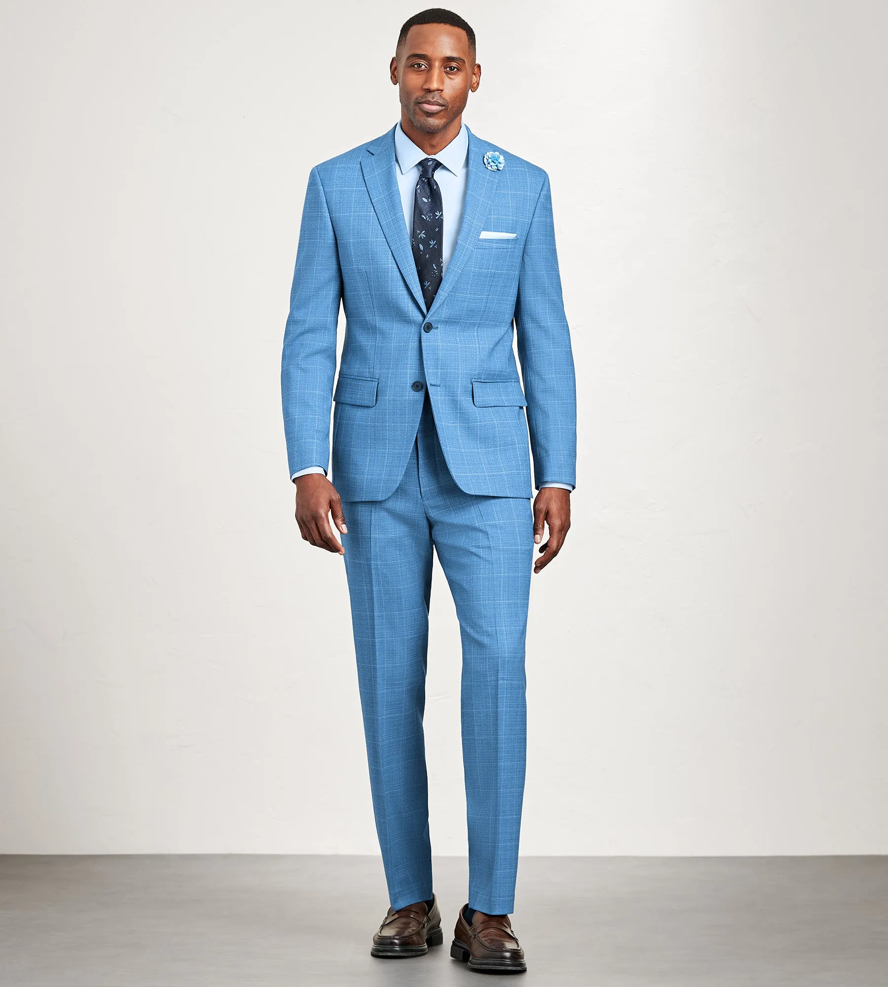 Modern Fit Blue Plaid Suit Jacket sold by Tip Top product image thumbnail 3