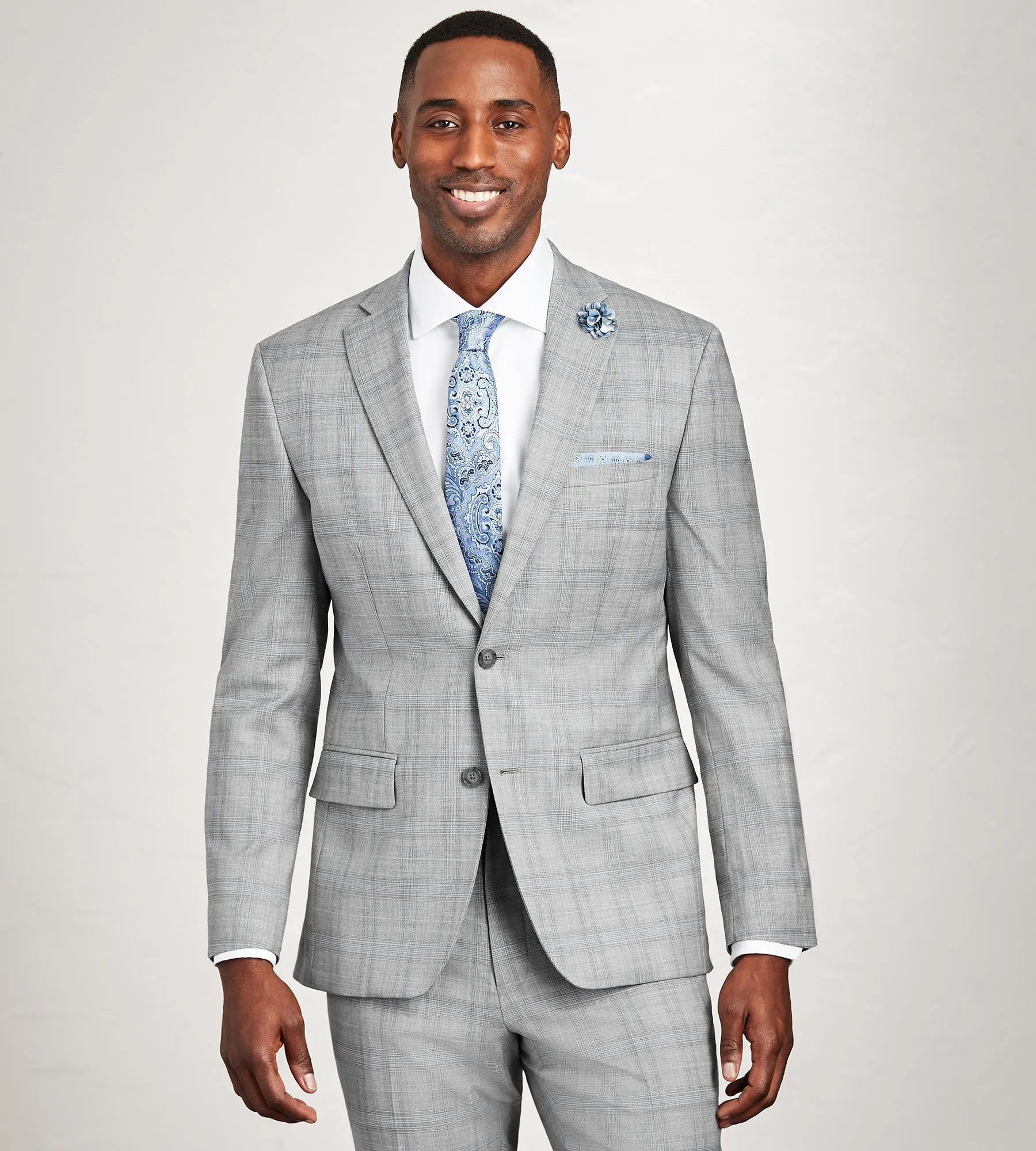 Modern Fit Grey Plaid Suit Jacket sold by Tip Top