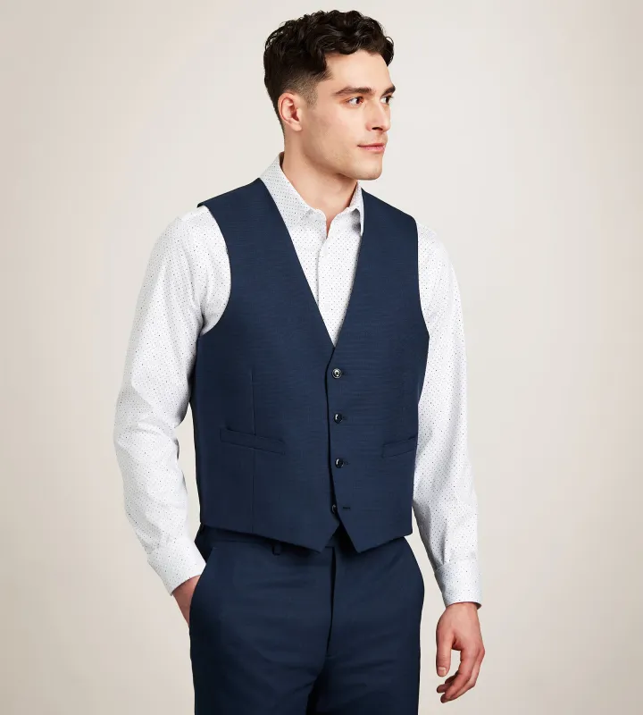 Slim Fit Blue Check Suit Vest made by Michael Kors