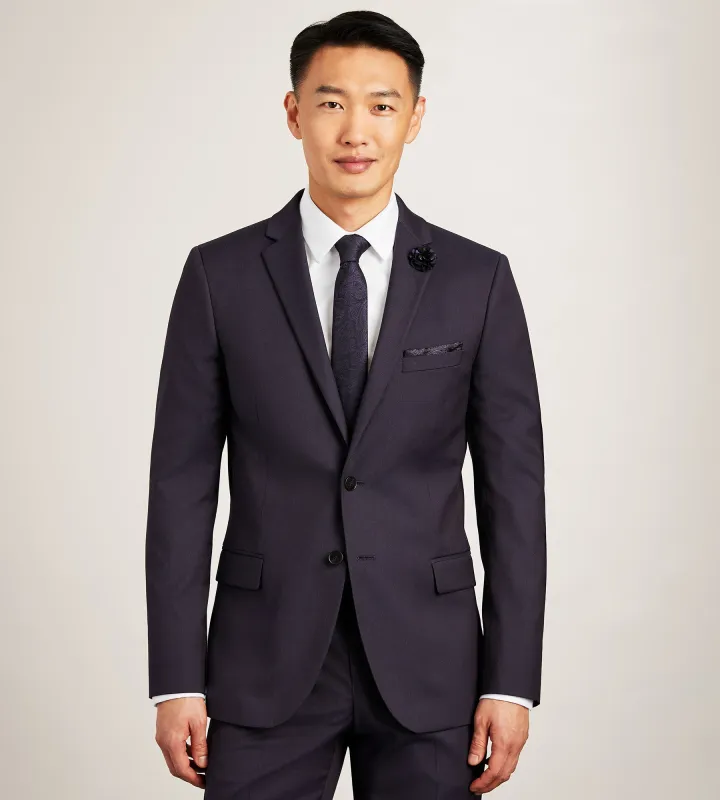 Modern Fit Deep Purple Solid Suit Jacket made by G GRAFTON