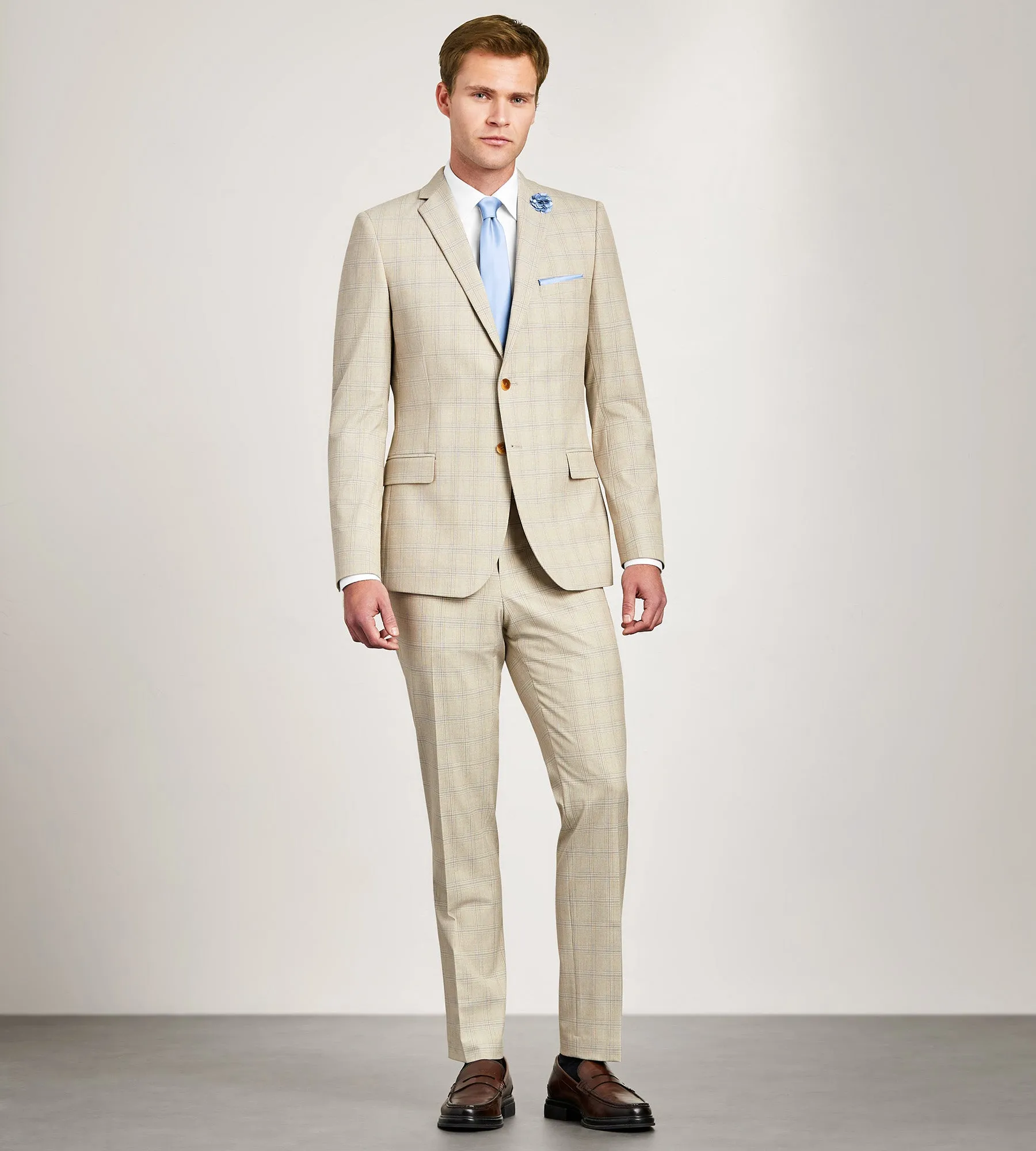 Modern Fit Tan Plaid Suit Jacket sold by Tip Top product image thumbnail 3