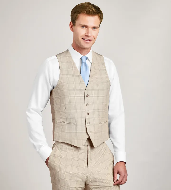 Tan Plaid Suit Vest made by G GRAFTON