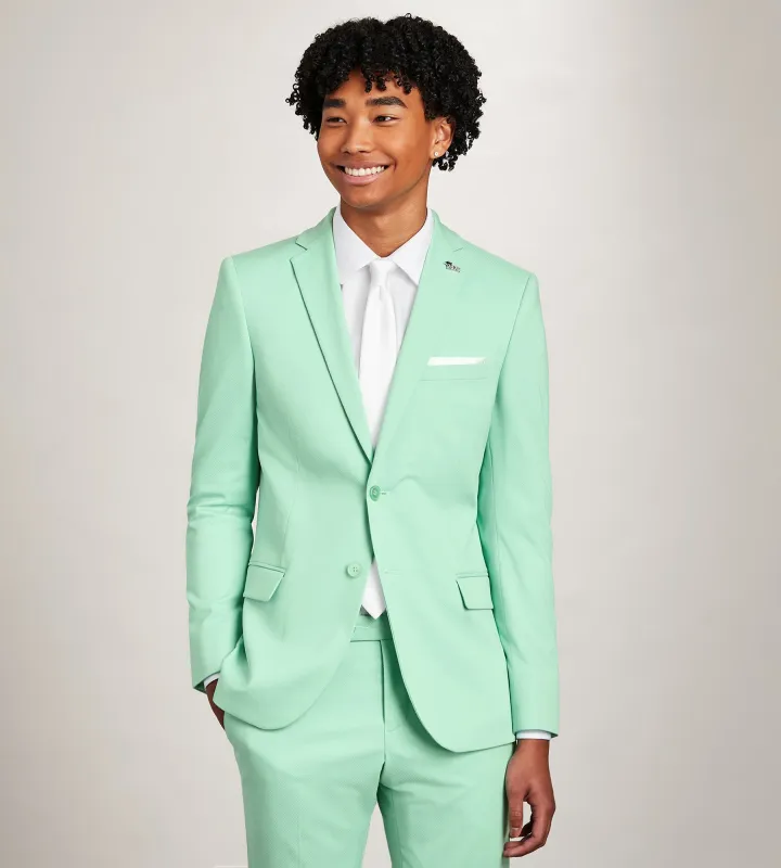 Slim Fit Green Solid Suit Jacket made by G GRAFTON