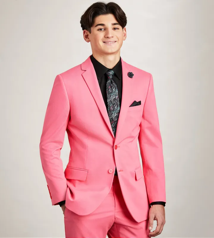 Slim Fit Pink Solid Suit made by G GRAFTON
