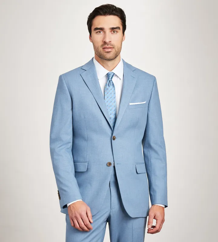 Modern Fit 360° Stretch Oxford Blue Suit Separate Jacket made by Tip Top