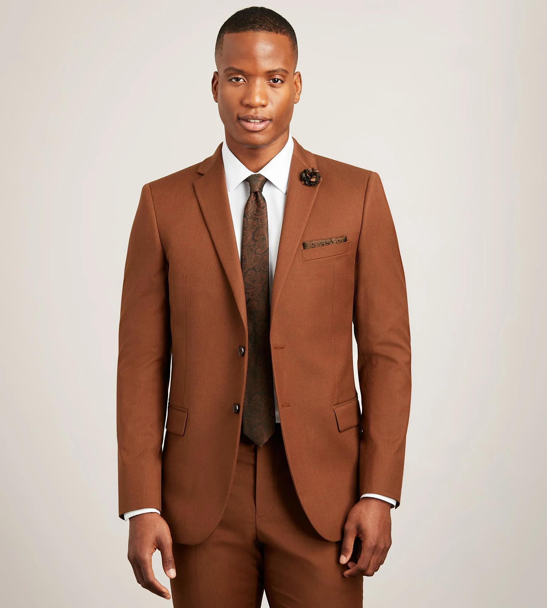Modern Fit Cognac Solid Suit Jacket sold by Tip Top