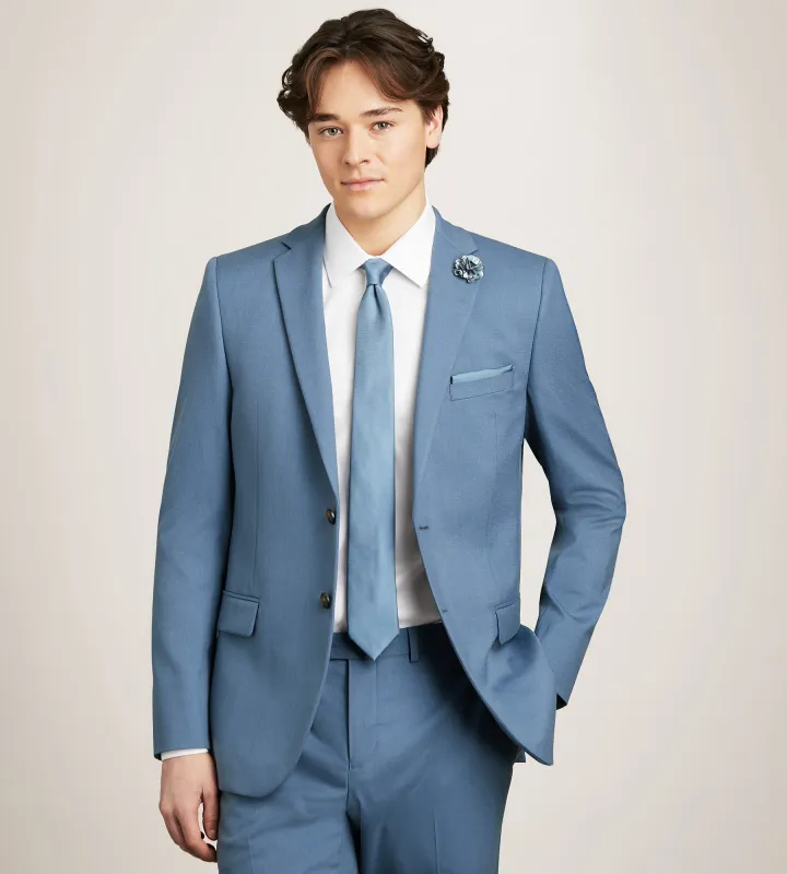 Modern Fit Steel Blue Solid Suit made by G GRAFTON