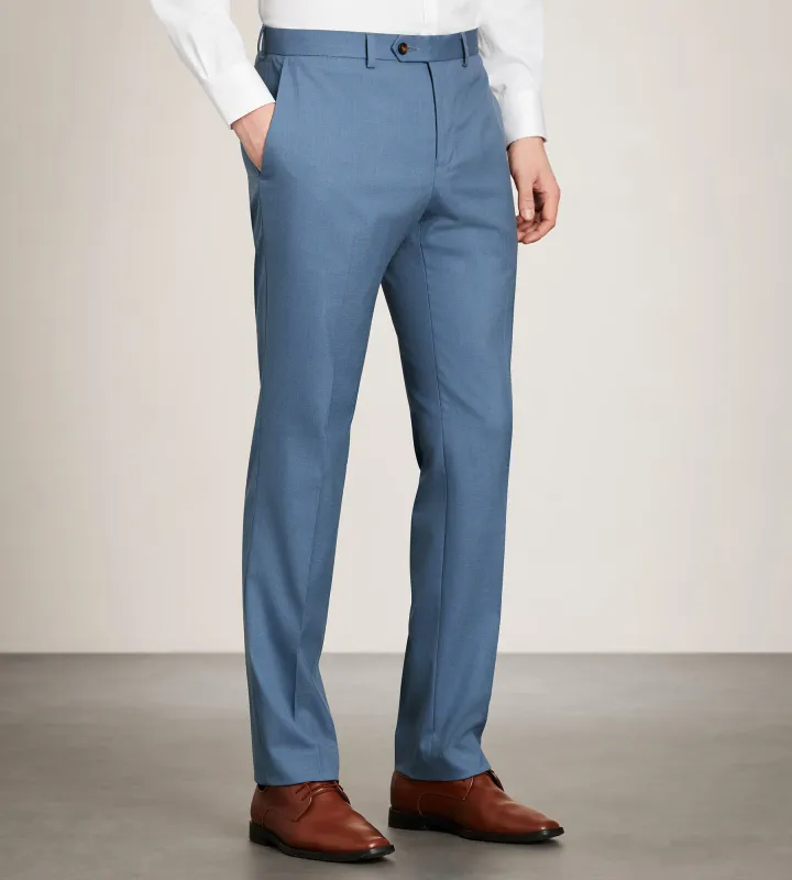 Slim Fit Steel Blue Solid Suit Pants made by G GRAFTON