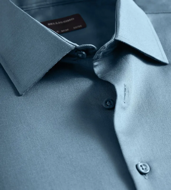 Slim Fit Non- Iron Stretch Sateen Dress Shirt made by Tip Top