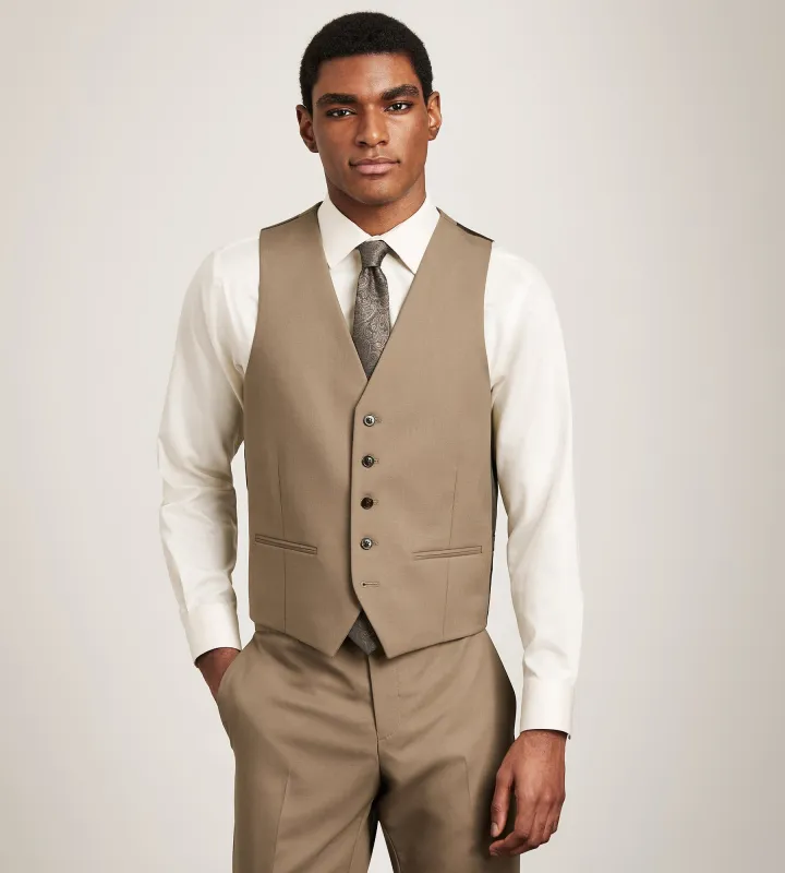 Dark Taupe Solid Suit Vest made by G GRAFTON