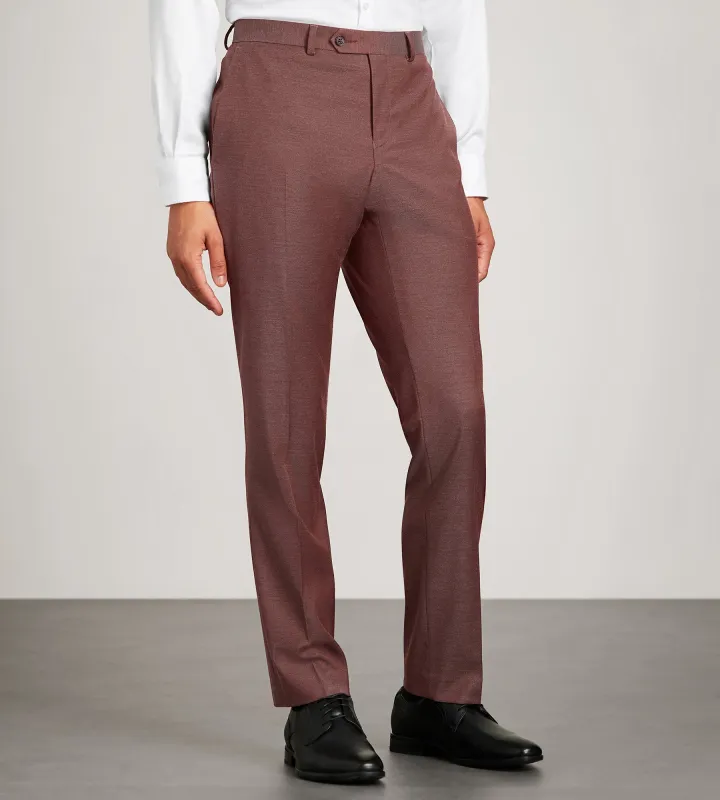Slim Fit Wine Solid Suit Pants made by G GRAFTON