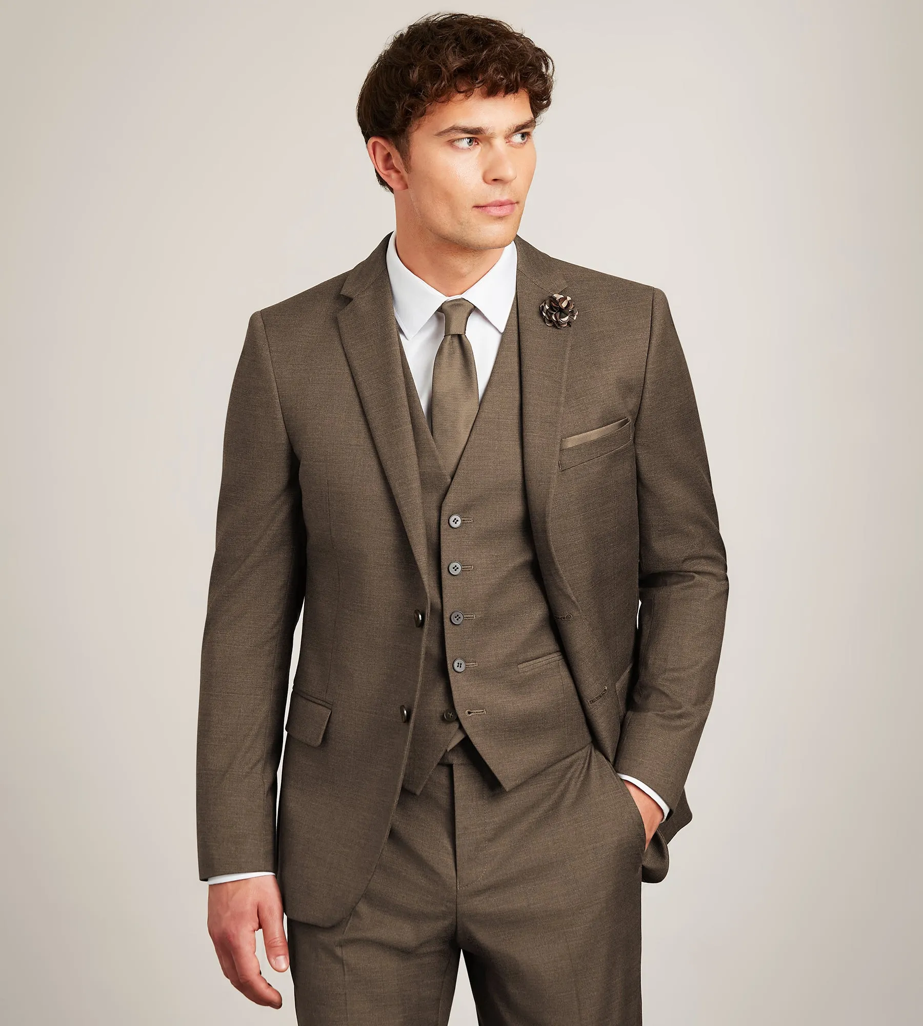 Brown Plaid Suit Vest sold by Tip Top product image thumbnail 4