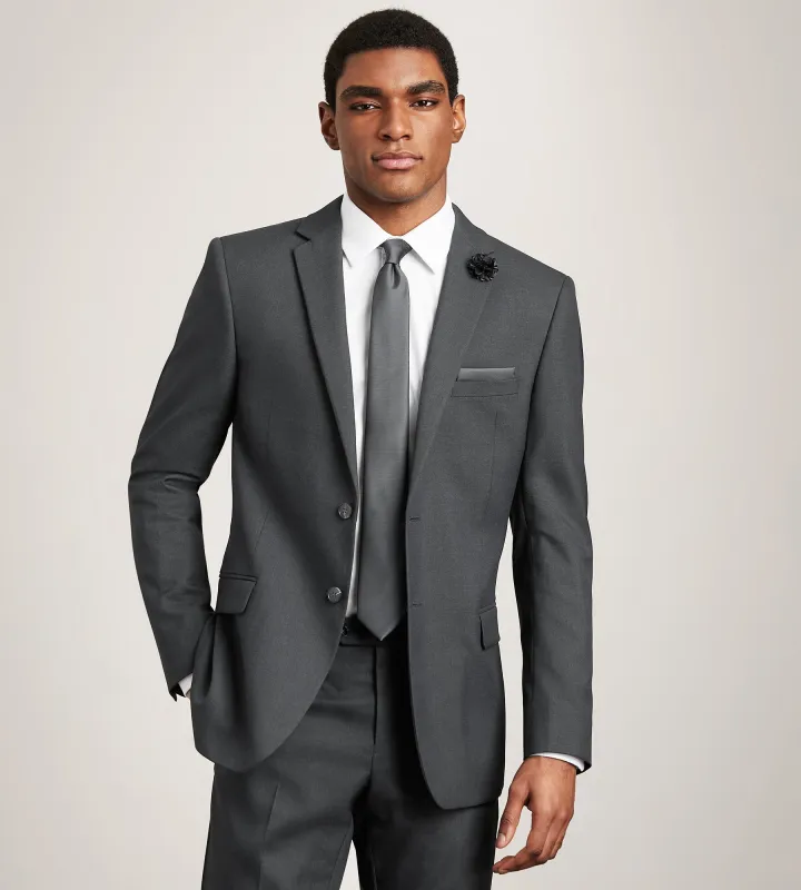 Modern Fit Charcoal Solid Suit Jacket made by G GRAFTON