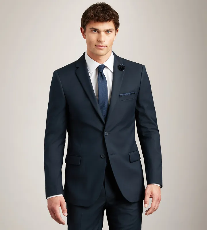 Modern Fit Navy Solid Suit Jacket made by G GRAFTON