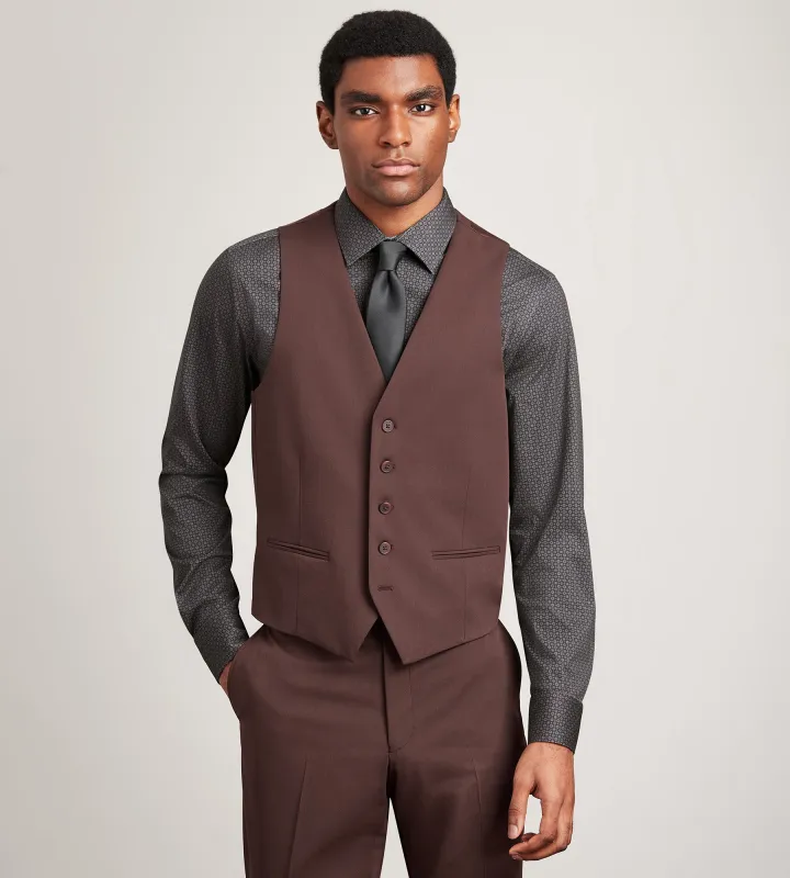 Modern Fit 360° Stretch Burgundy Suit Separate Vest made by Tip Top