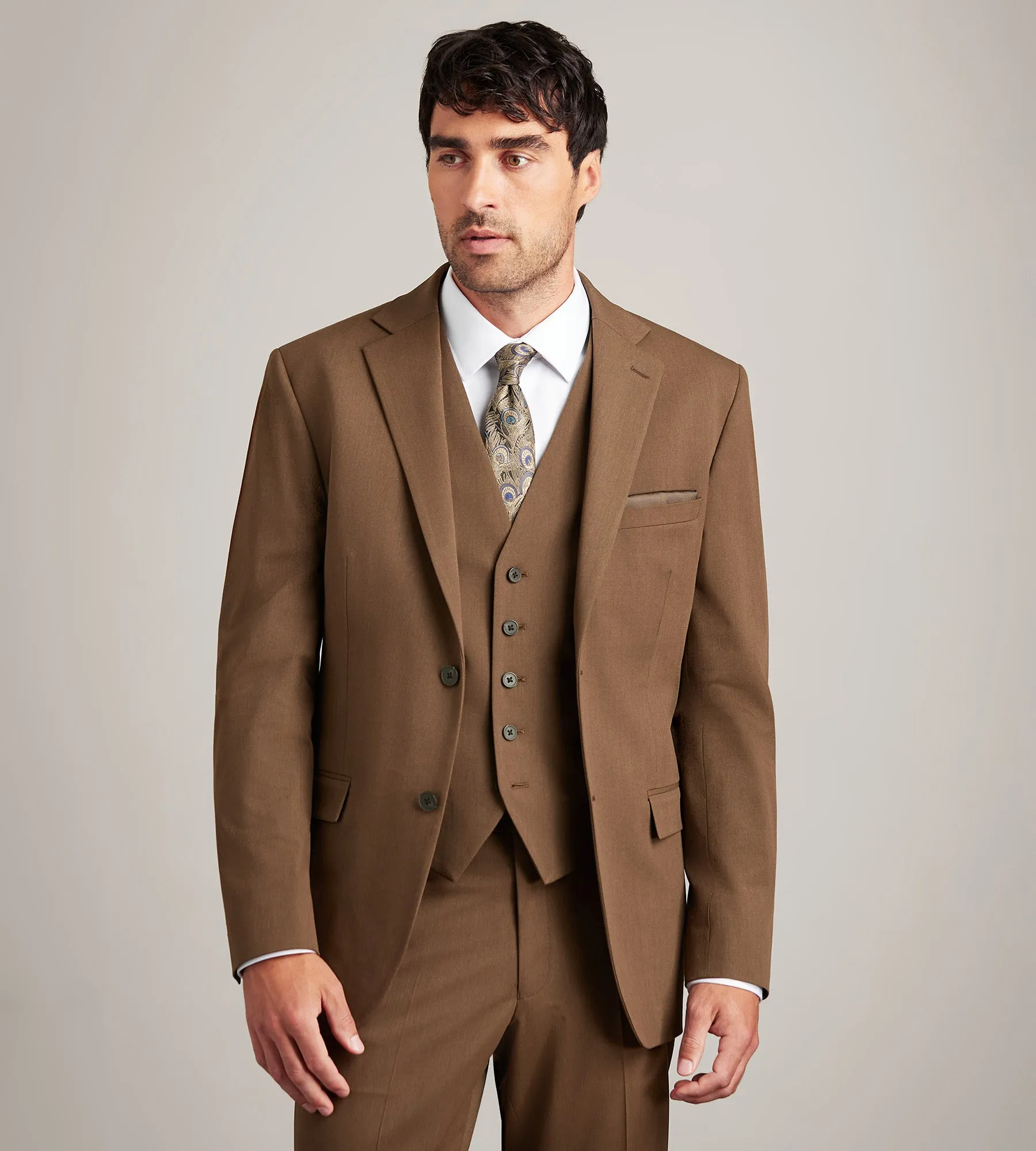 Modern Fit 360° Stretch Brown Suit Separate Vest sold by Tip Top product image thumbnail 4