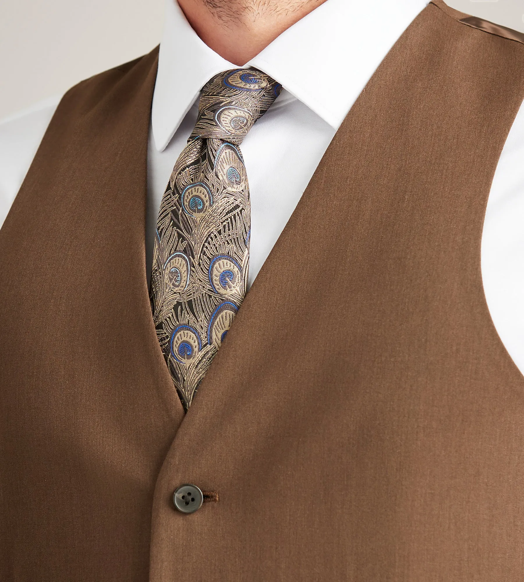 Modern Fit 360° Stretch Brown Suit Separate Vest sold by Tip Top product image thumbnail 2