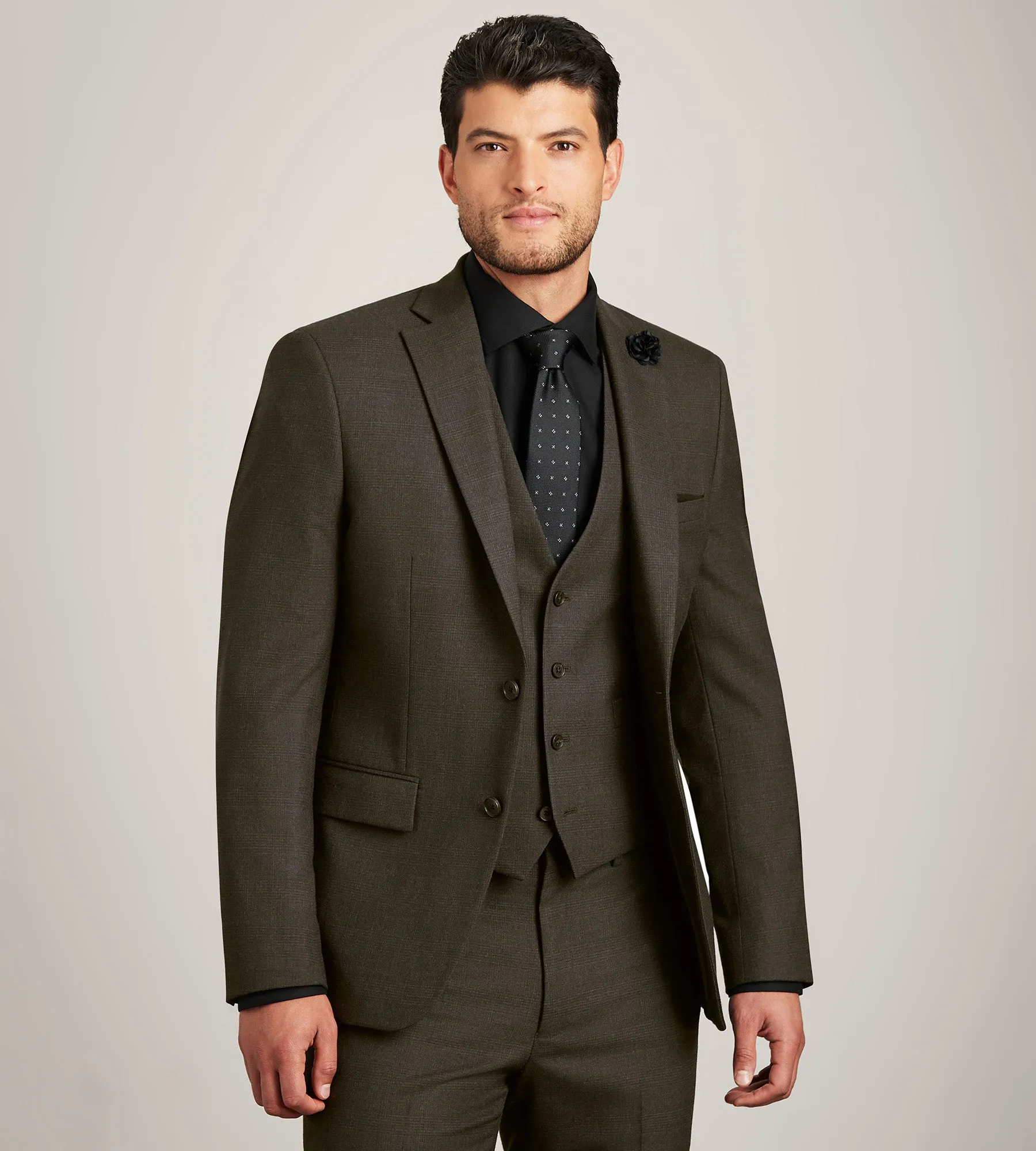 Modern Fit Brown Plaid Suit Vest sold by Tip Top product image thumbnail 4