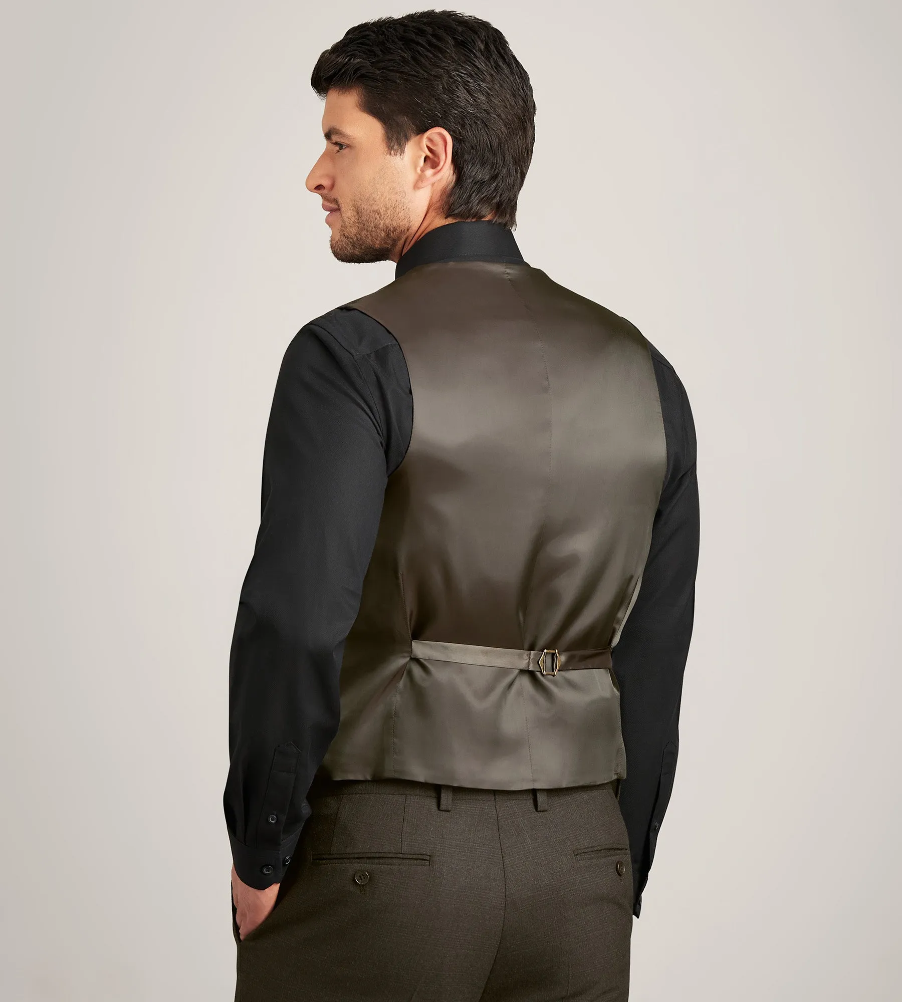 Modern Fit Brown Plaid Suit Vest sold by Tip Top product image thumbnail 3
