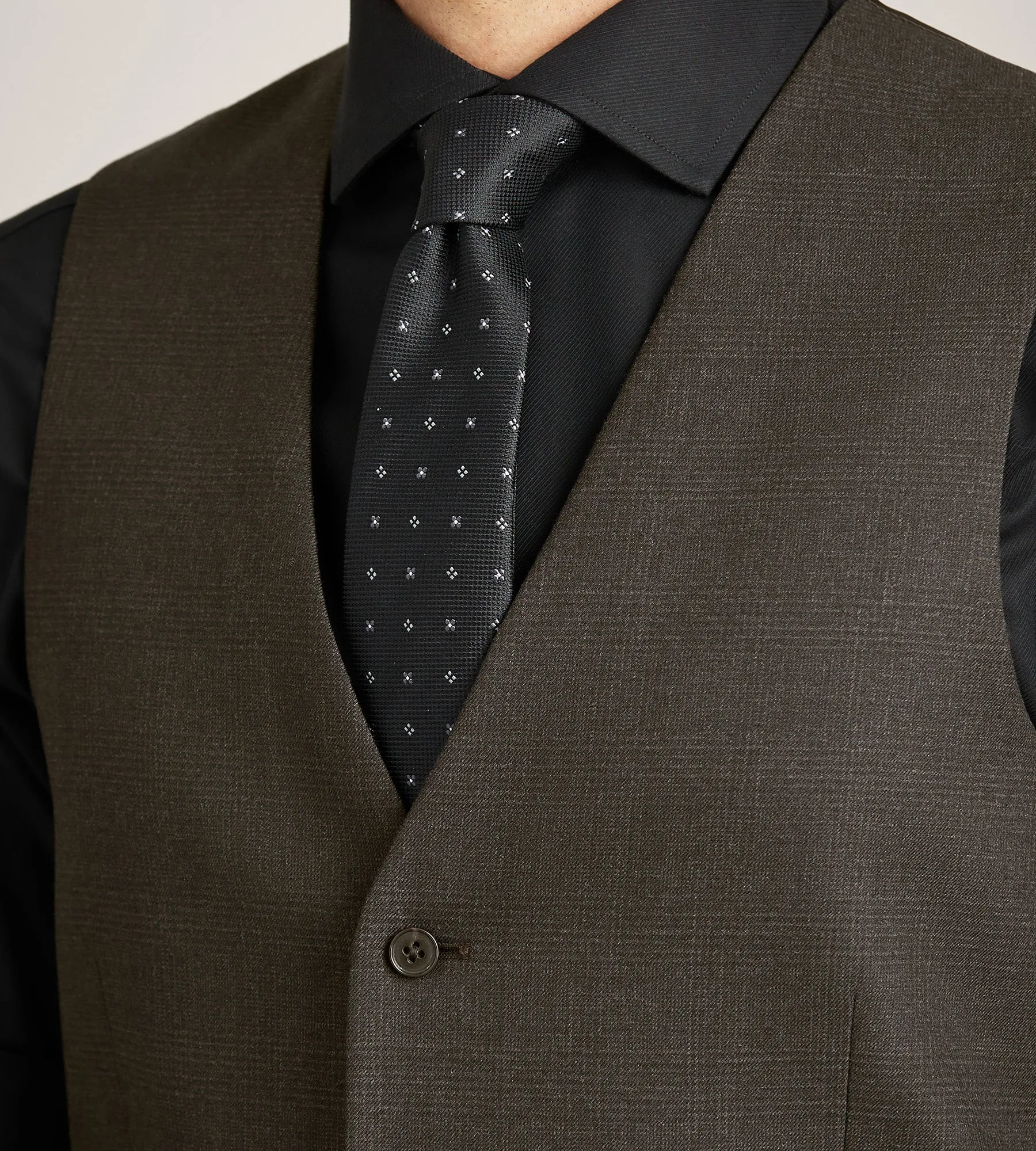 Modern Fit Brown Plaid Suit Vest sold by Tip Top product image thumbnail 2