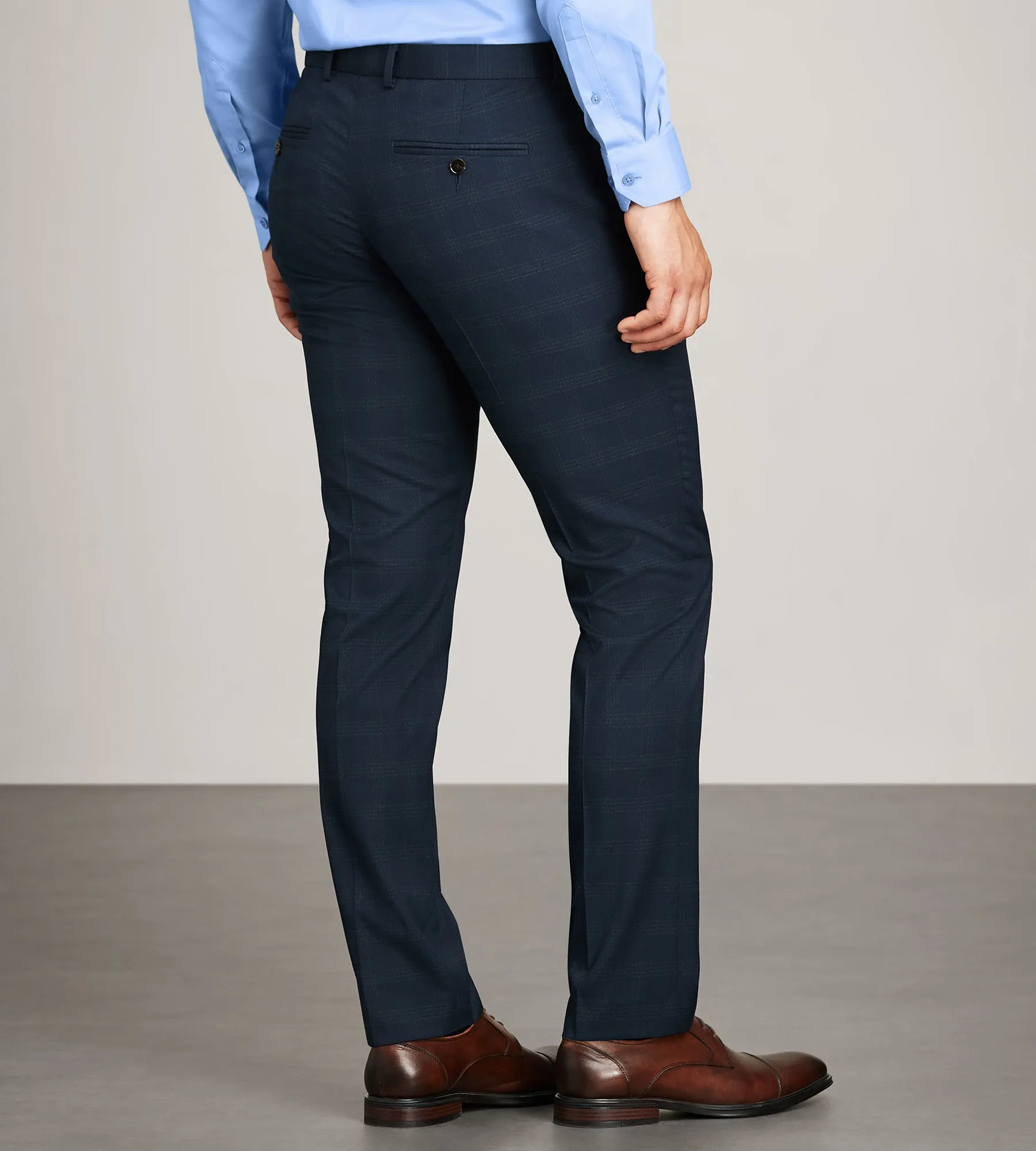 Slim Fit Navy Plaid Suit Pants sold by Tip Top product image thumbnail 3