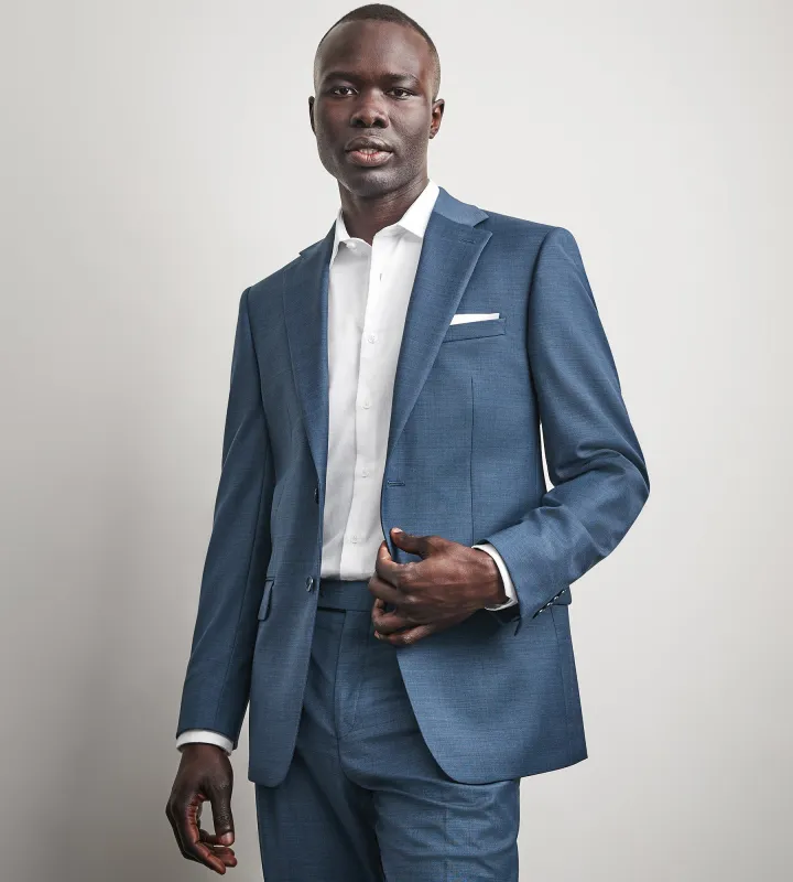 Slim Fit Blue Solid Suit made by Calvin Klein