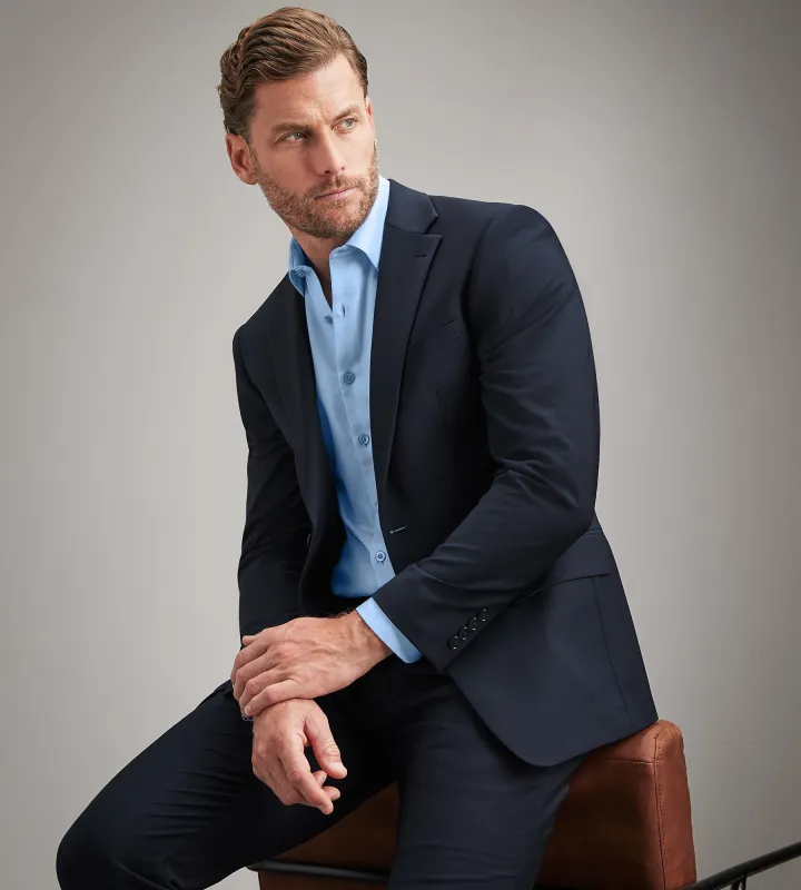 Slim Fit Navy Solid Suit Jacket made by Calvin Klein