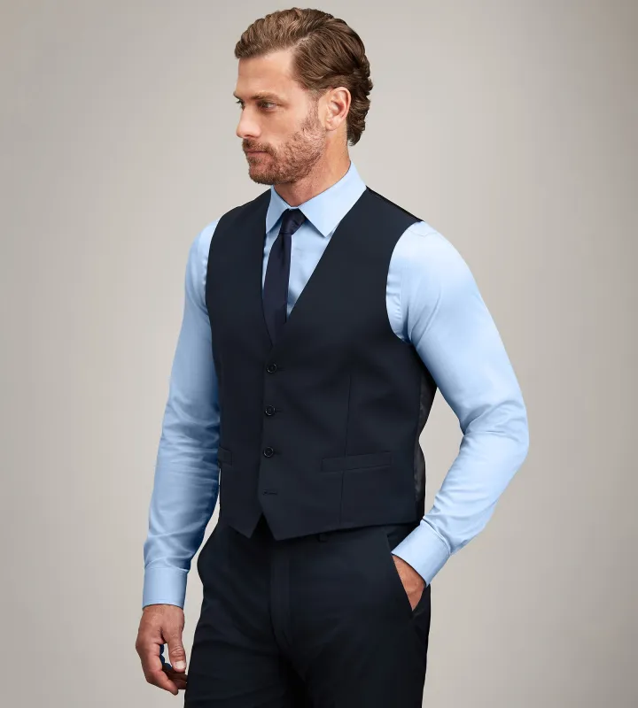 Slim Fit Navy Solid Suit Vest made by Calvin Klein