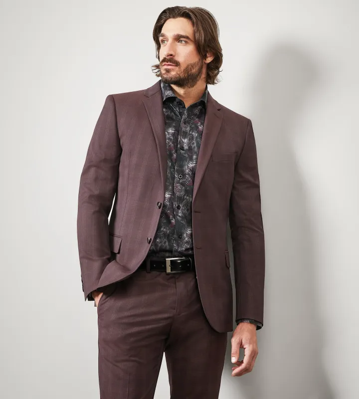 Slim Fit Burgundy Plaid Suit made by G GRAFTON